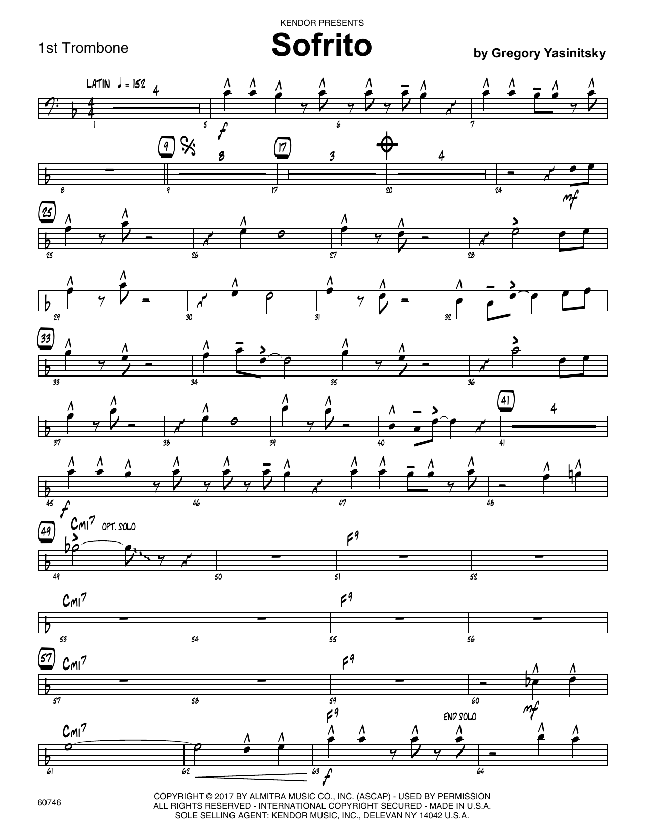 Download Gregory Yasinitsky Sofrito - 1st Trombone Sheet Music