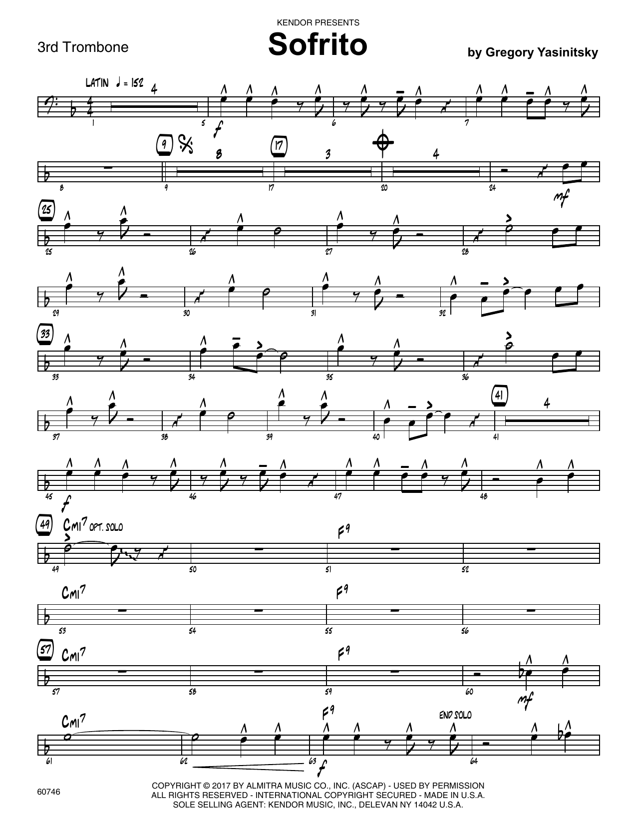 Download Gregory Yasinitsky Sofrito - 3rd Trombone Sheet Music