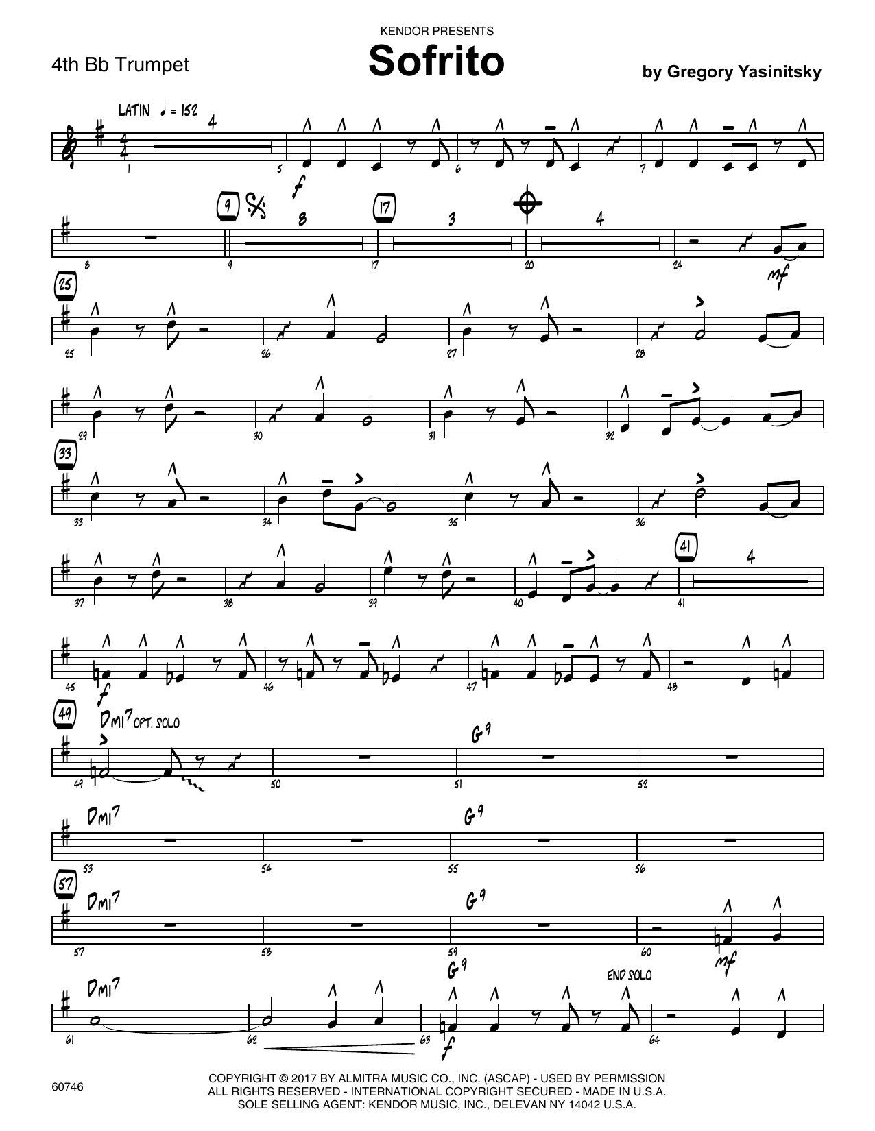 Download Gregory Yasinitsky Sofrito - 4th Bb Trumpet Sheet Music