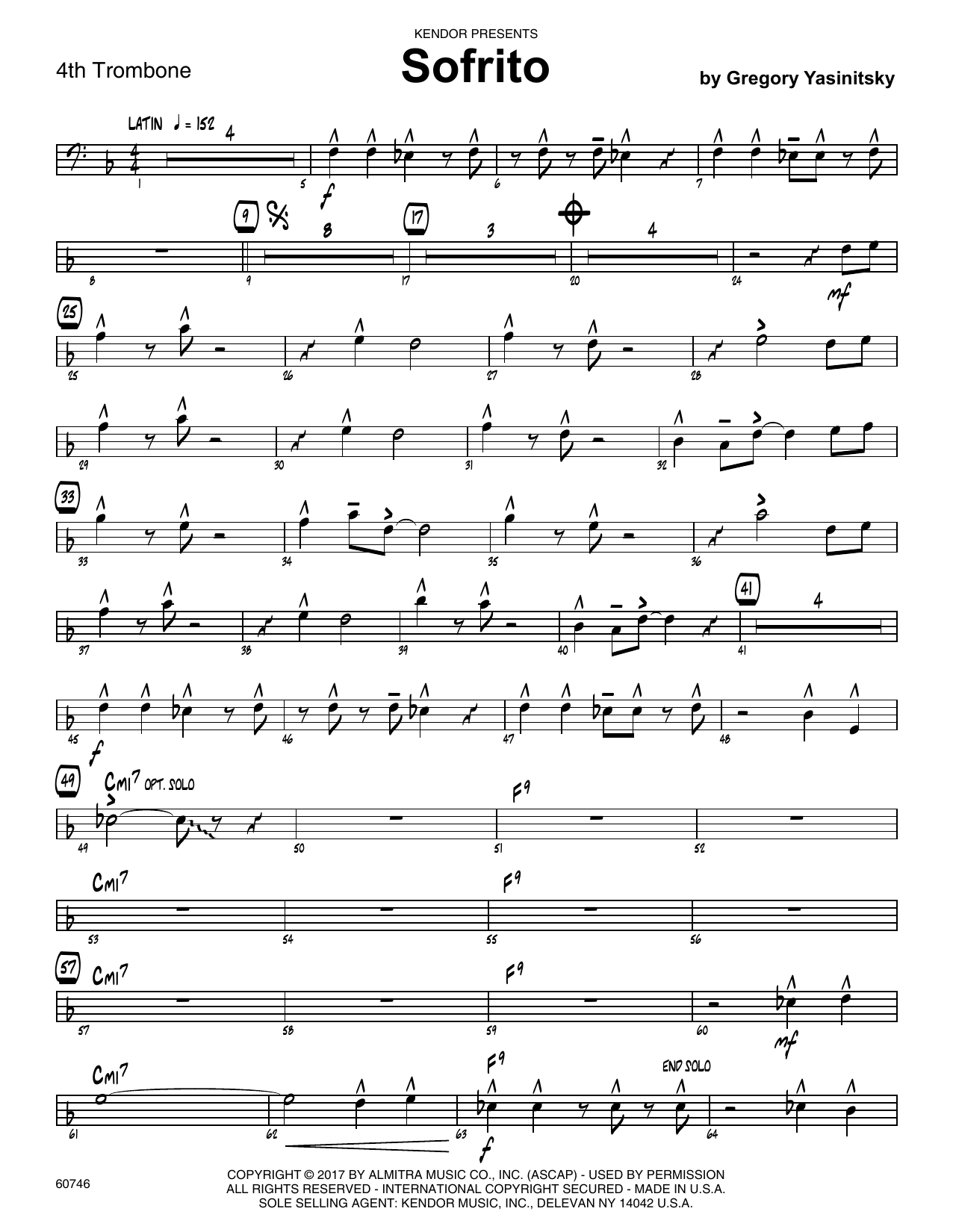 Download Gregory Yasinitsky Sofrito - 4th Trombone Sheet Music