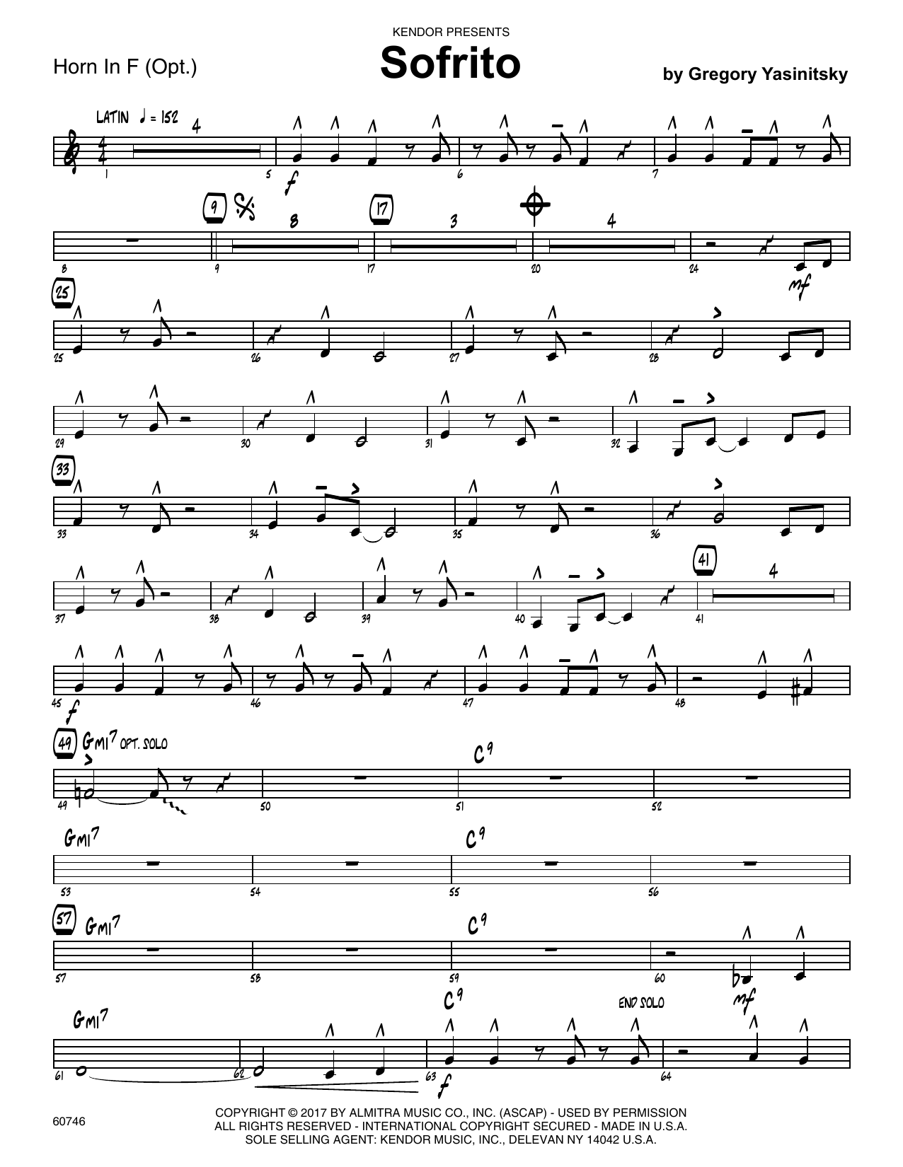 Download Gregory Yasinitsky Sofrito - Horn in F Sheet Music