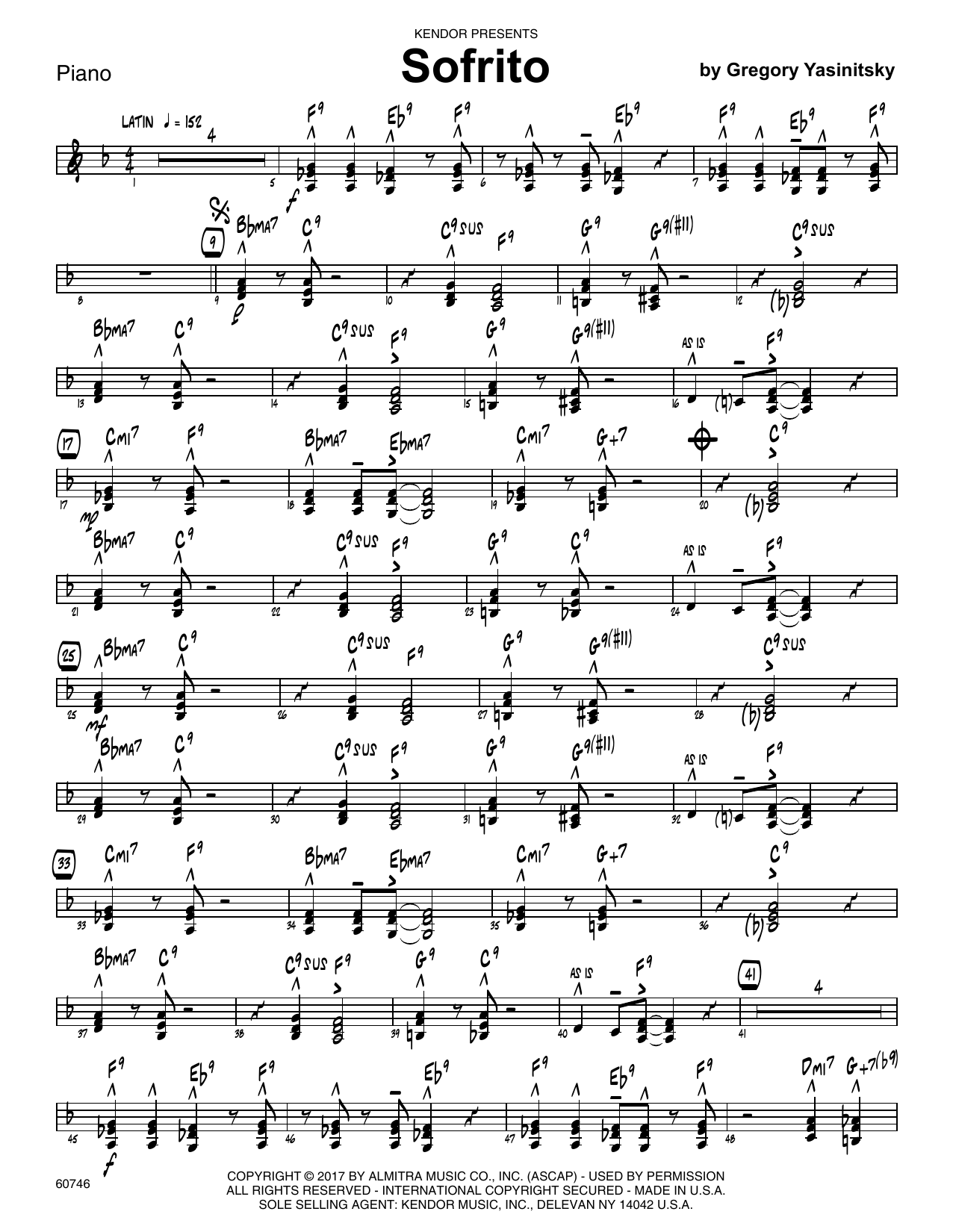 Download Gregory Yasinitsky Sofrito - Piano Sheet Music