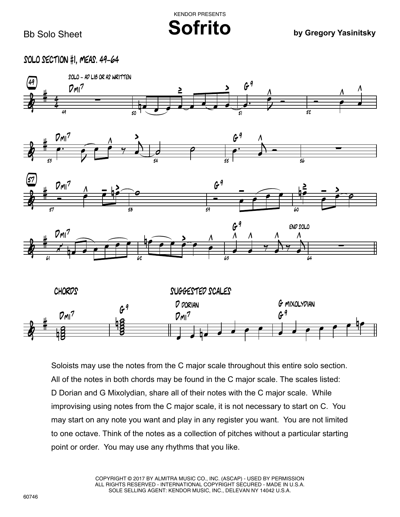 Download Gregory Yasinitsky Sofrito - Solo Sheet - Tenor Sax Sheet Music