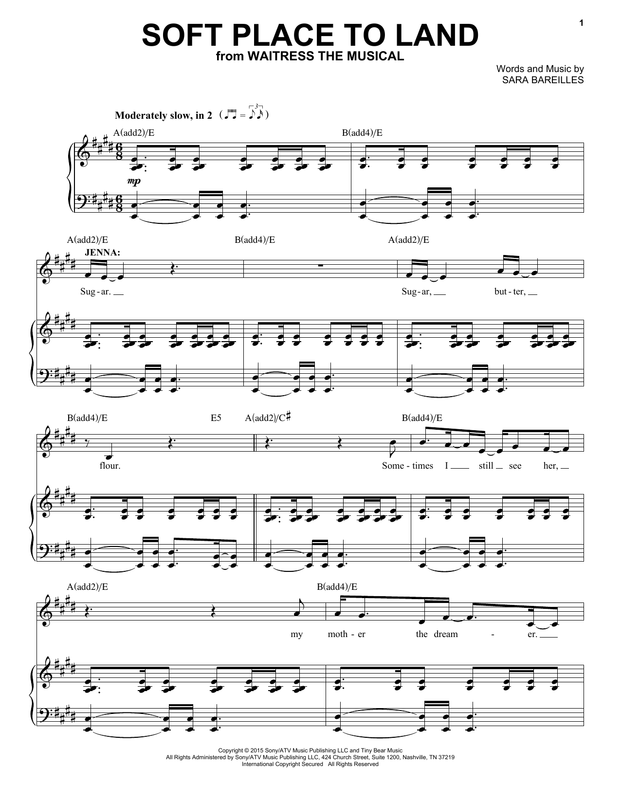 Download Sara Bareilles Soft Place To Land (from Waitress The M Sheet Music