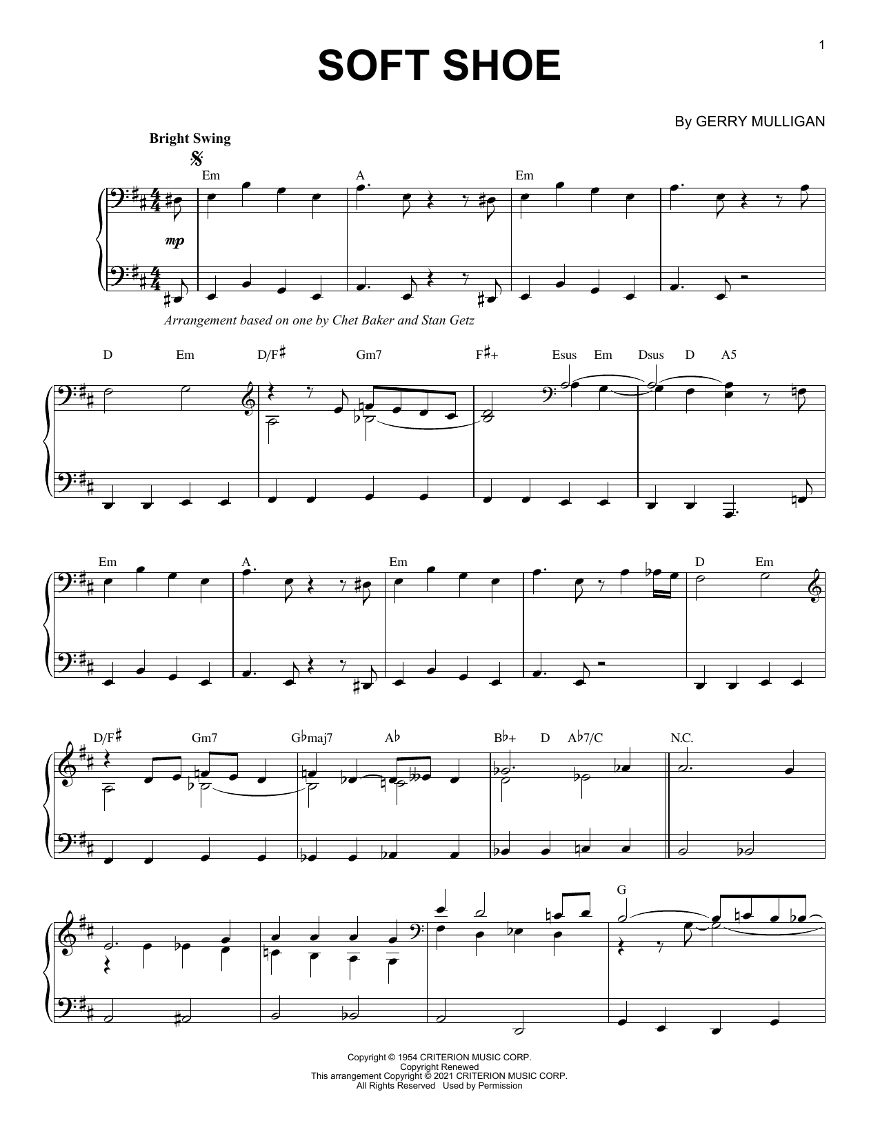 Download Gerry Mulligan Soft Shoe [Jazz version] (arr. Brent Ed Sheet Music