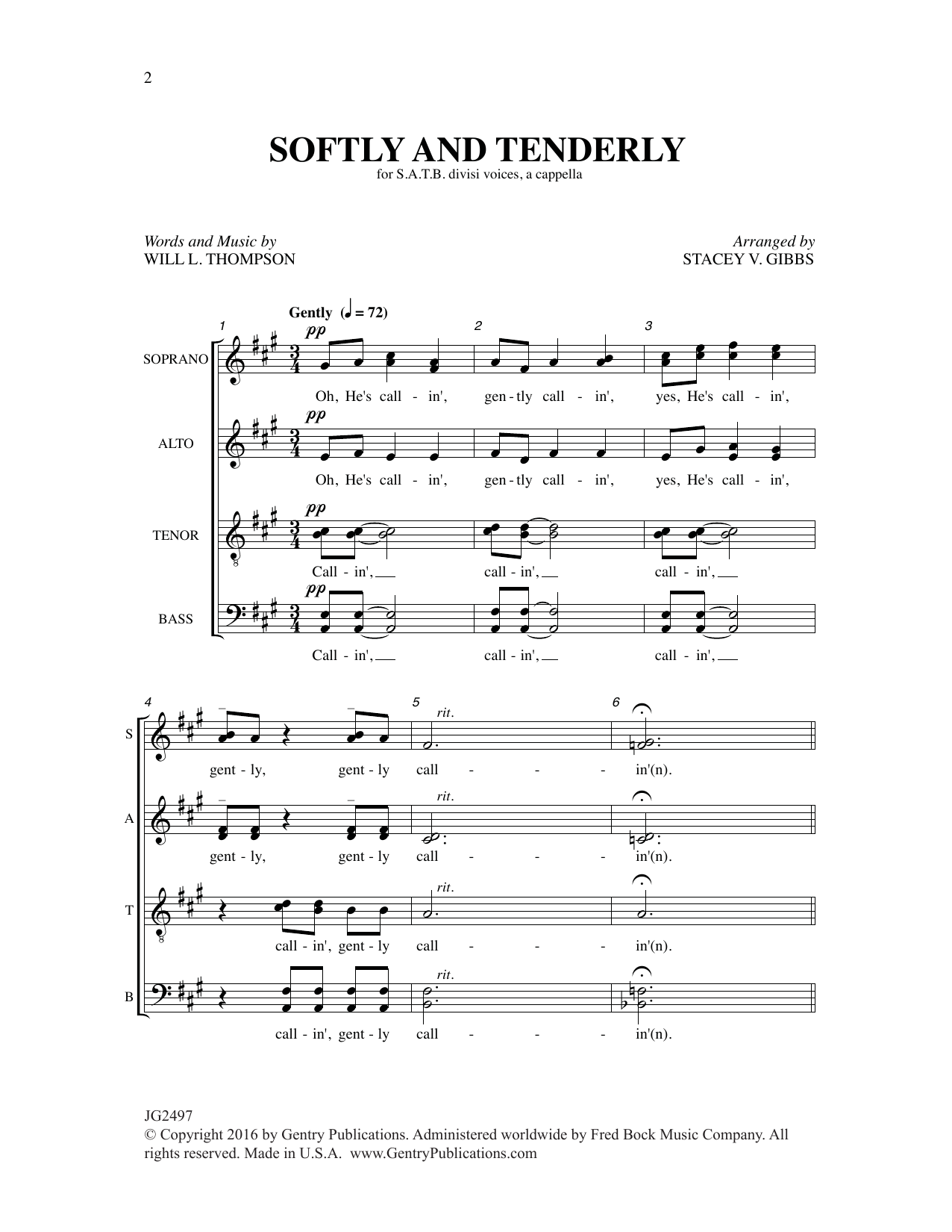 Download Stacy V. Gibbs Softly and Tenderly Sheet Music