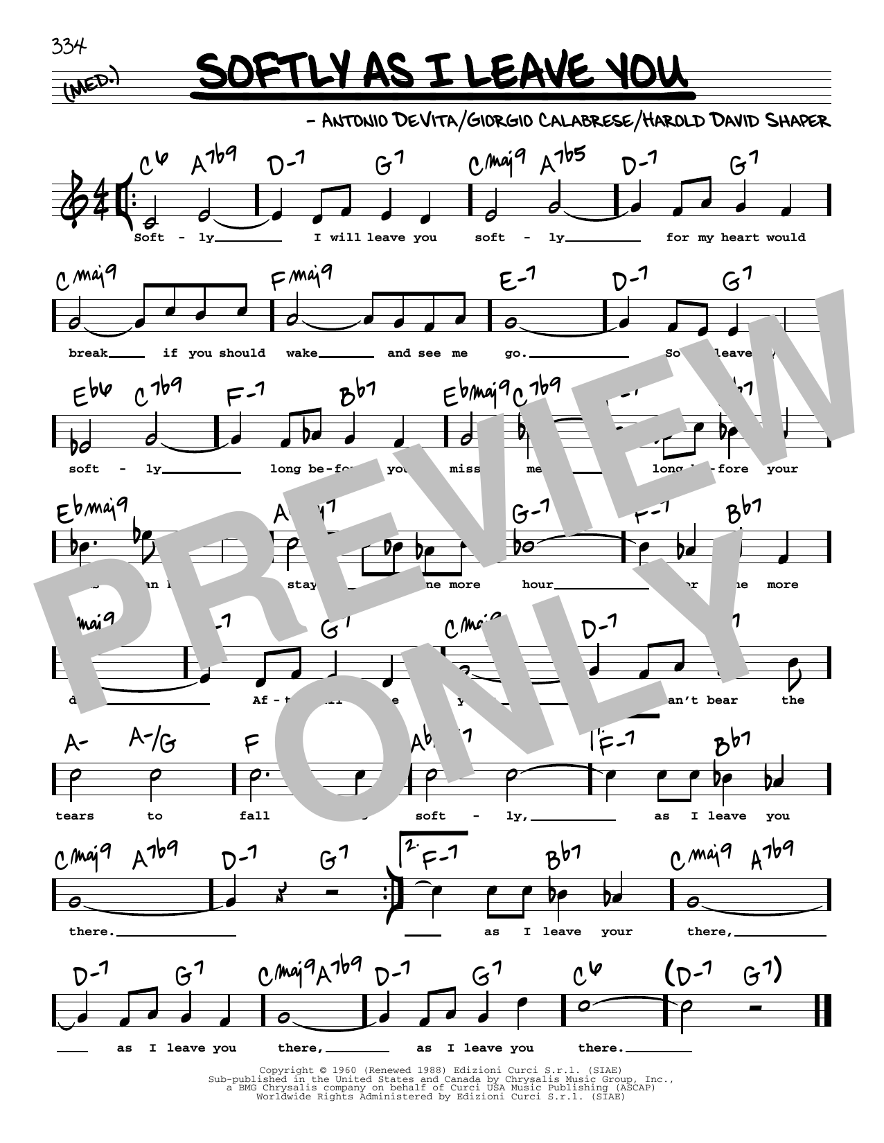Download Elvis Presley Softly As I Leave You (High Voice) Sheet Music