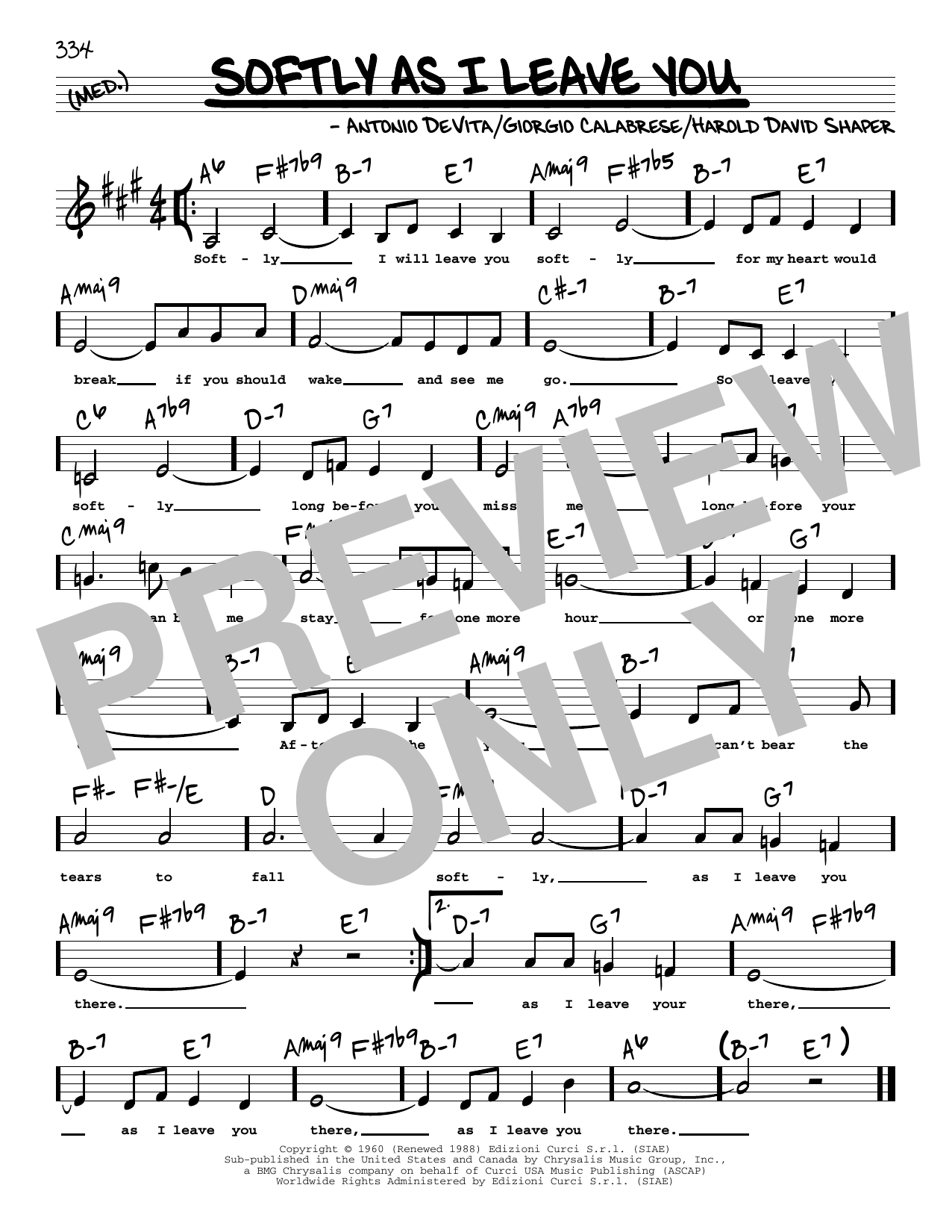 Frank Sinatra Softly As I Leave You (Low Voice) sheet music notes printable PDF score
