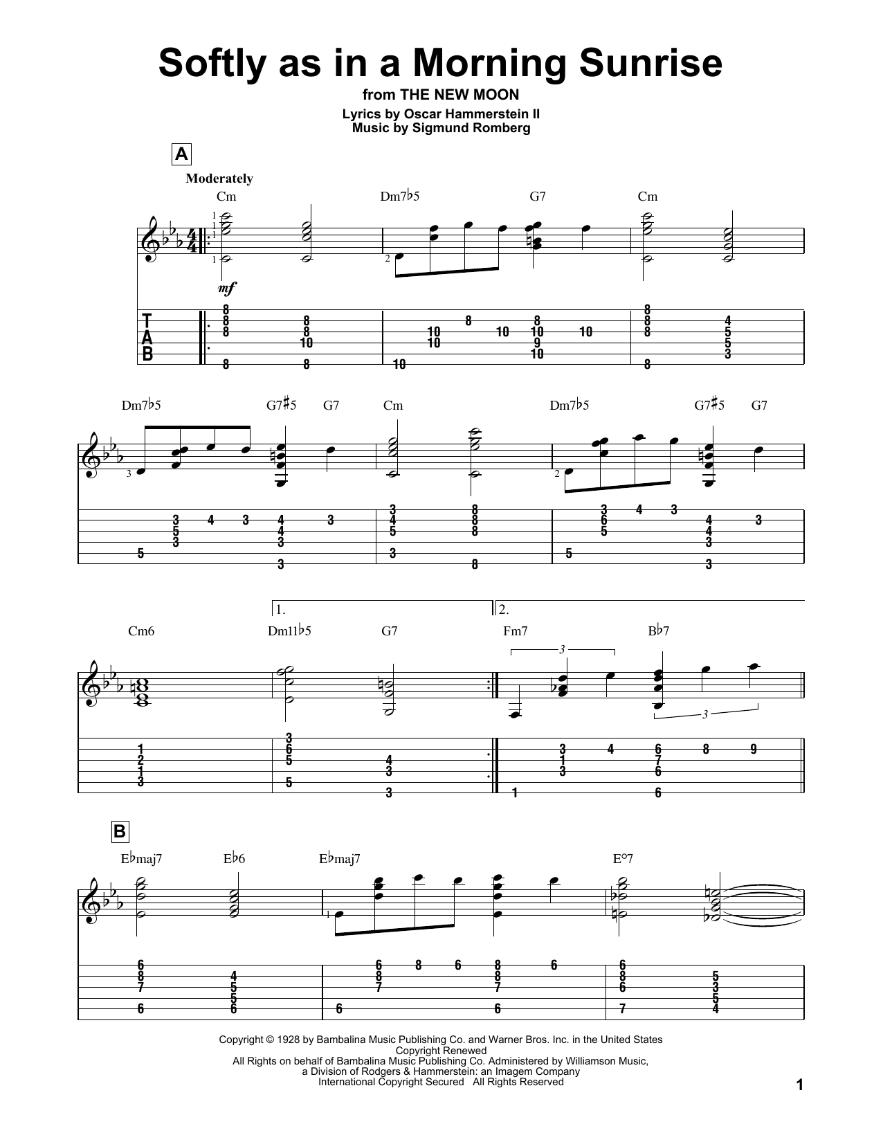 Download Oscar Hammerstein II Softly As In A Morning Sunrise Sheet Music