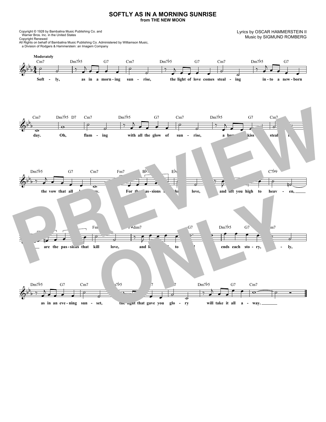 Download Oscar Hammerstein II Softly As In A Morning Sunrise Sheet Music