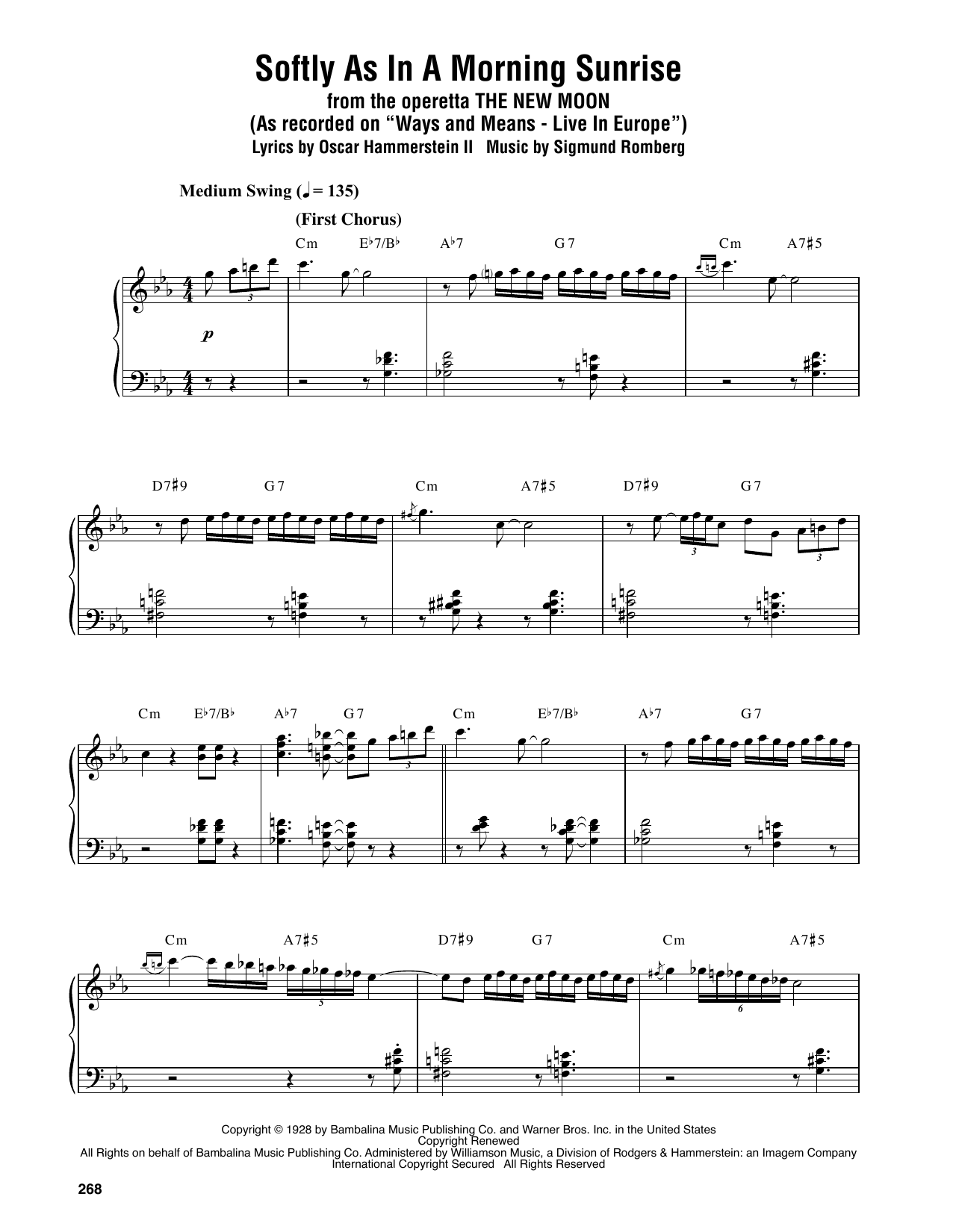 Download Oscar Peterson Softly As In A Morning Sunrise Sheet Music