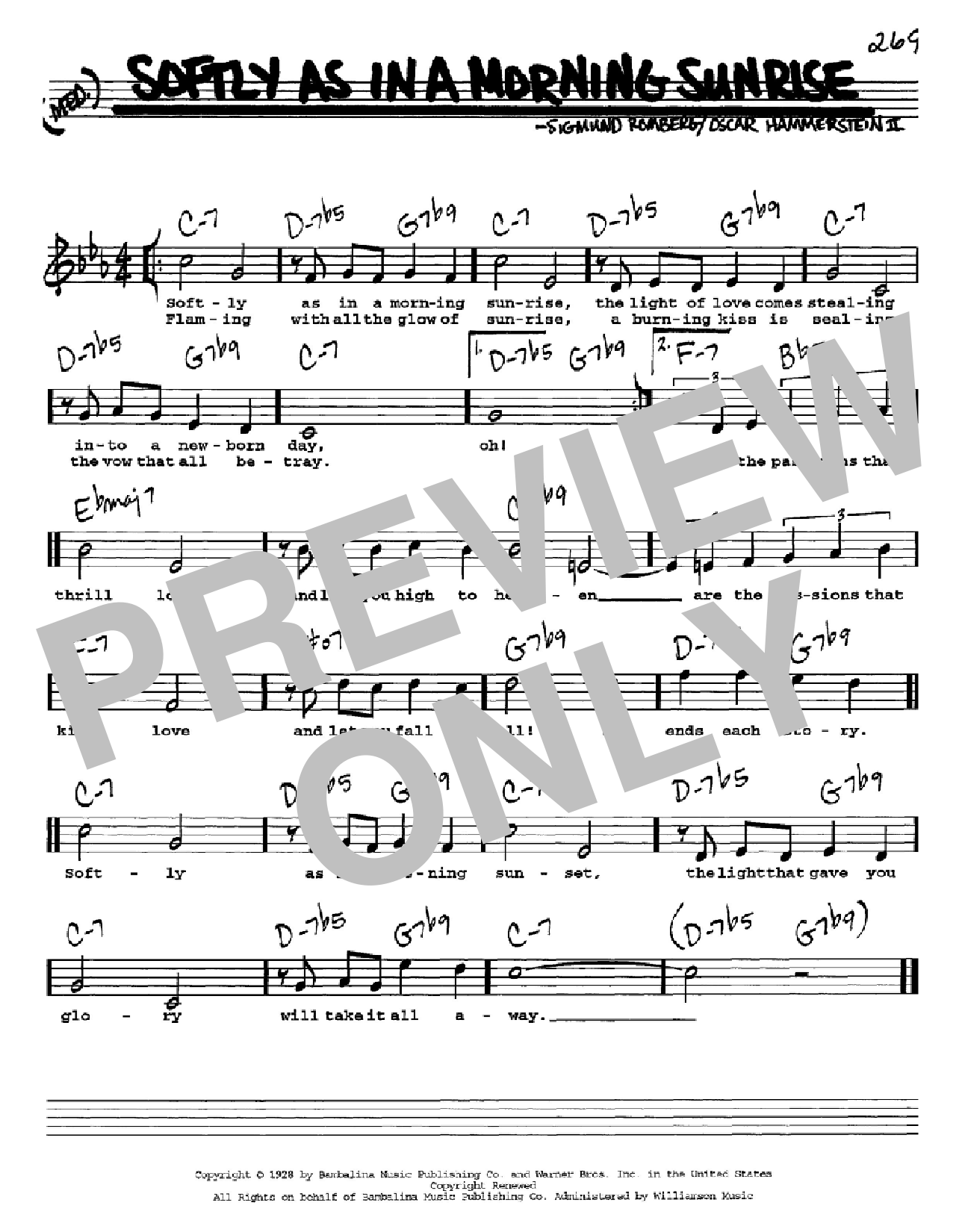 Download Sigmund Romberg Softly As In A Morning Sunrise Sheet Music