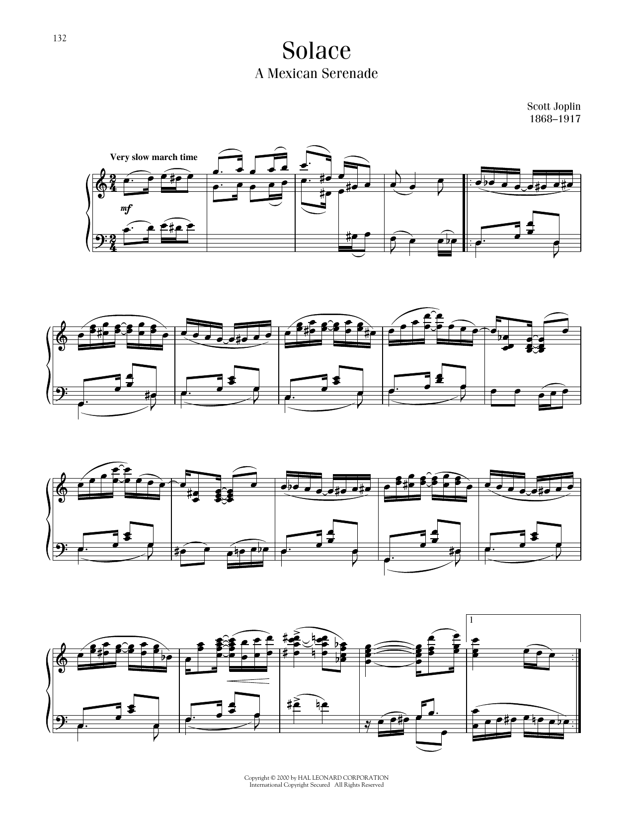 Scott Joplin Solace sheet music notes printable PDF score