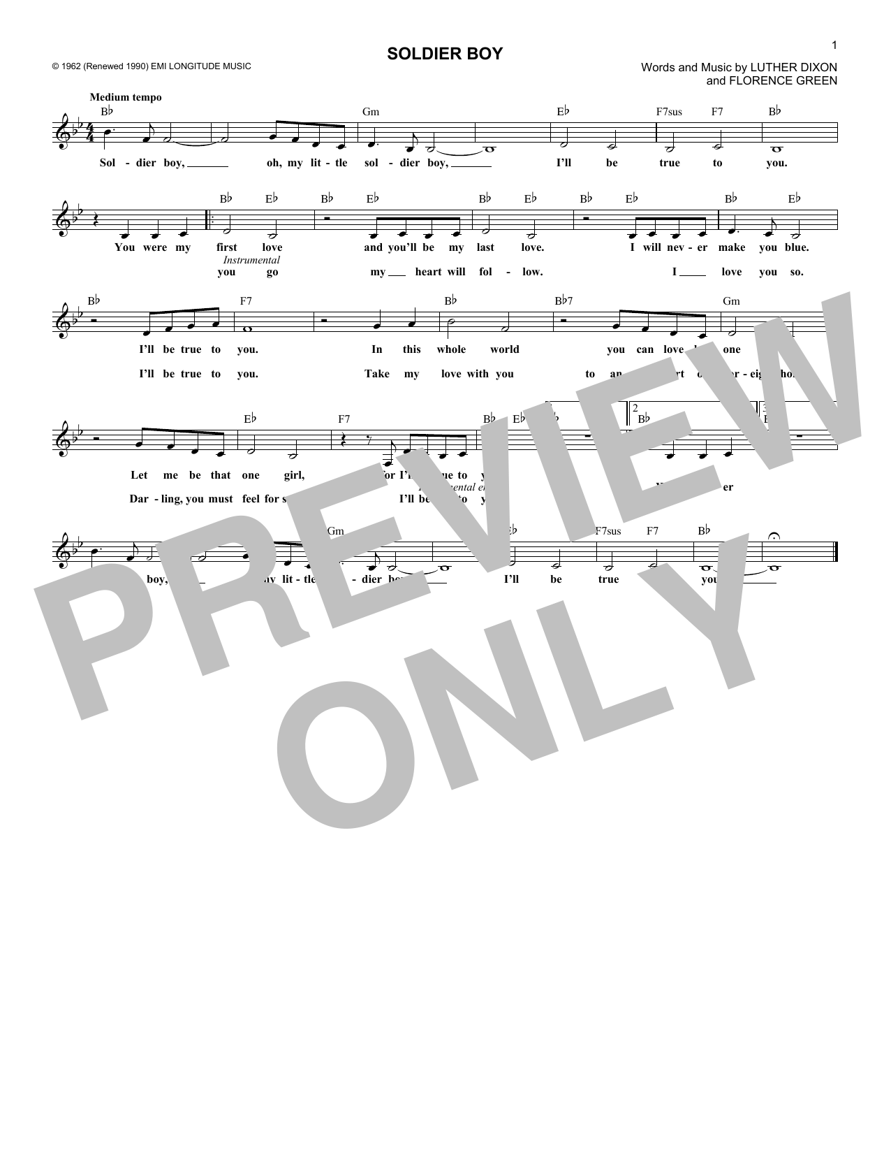 Download The Shirelles Soldier Boy Sheet Music