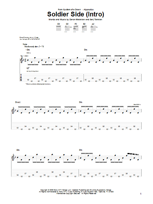 Download System Of A Down Soldier Side Sheet Music