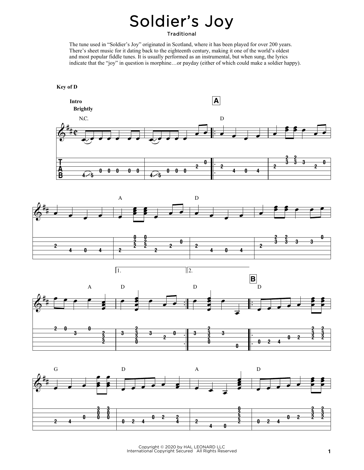 Download Traditional Soldier's Joy (arr. Fred Sokolow) Sheet Music