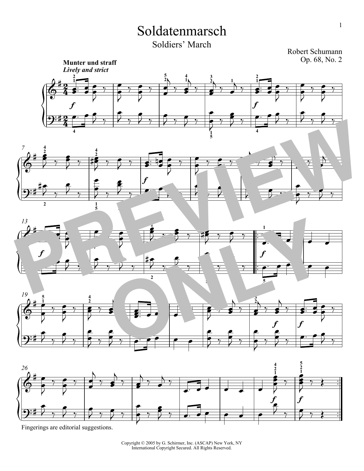 Download Robert Schumann Soldier's March (Soldatenmarsch), Op. 6 Sheet Music