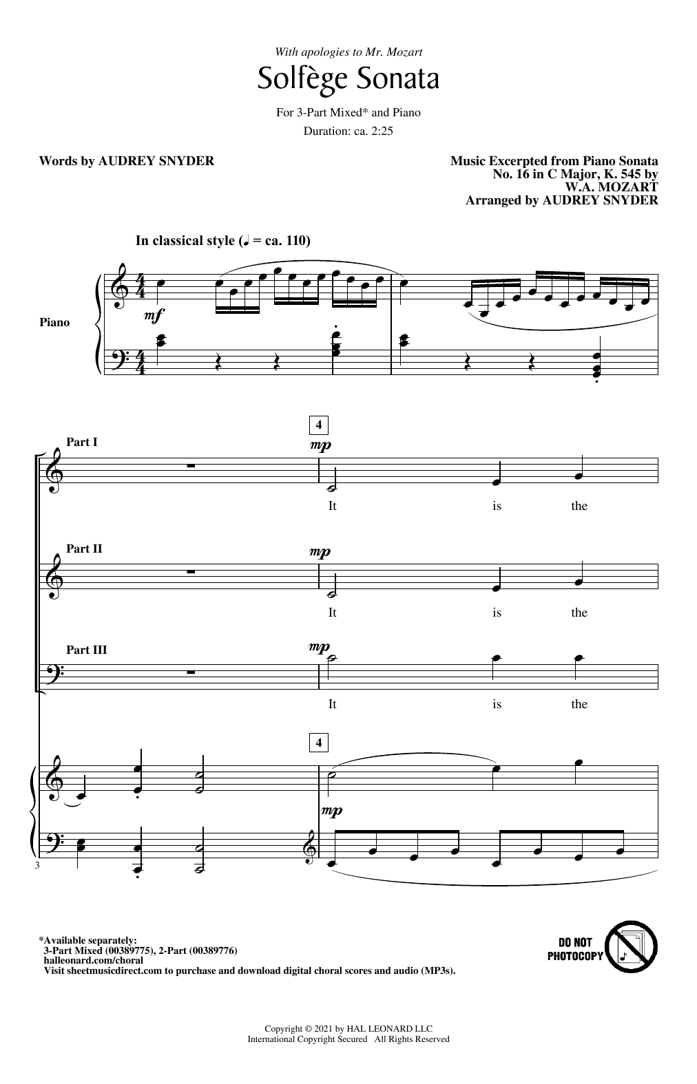 Download Audrey Snyder Solfege Sonata Sheet Music