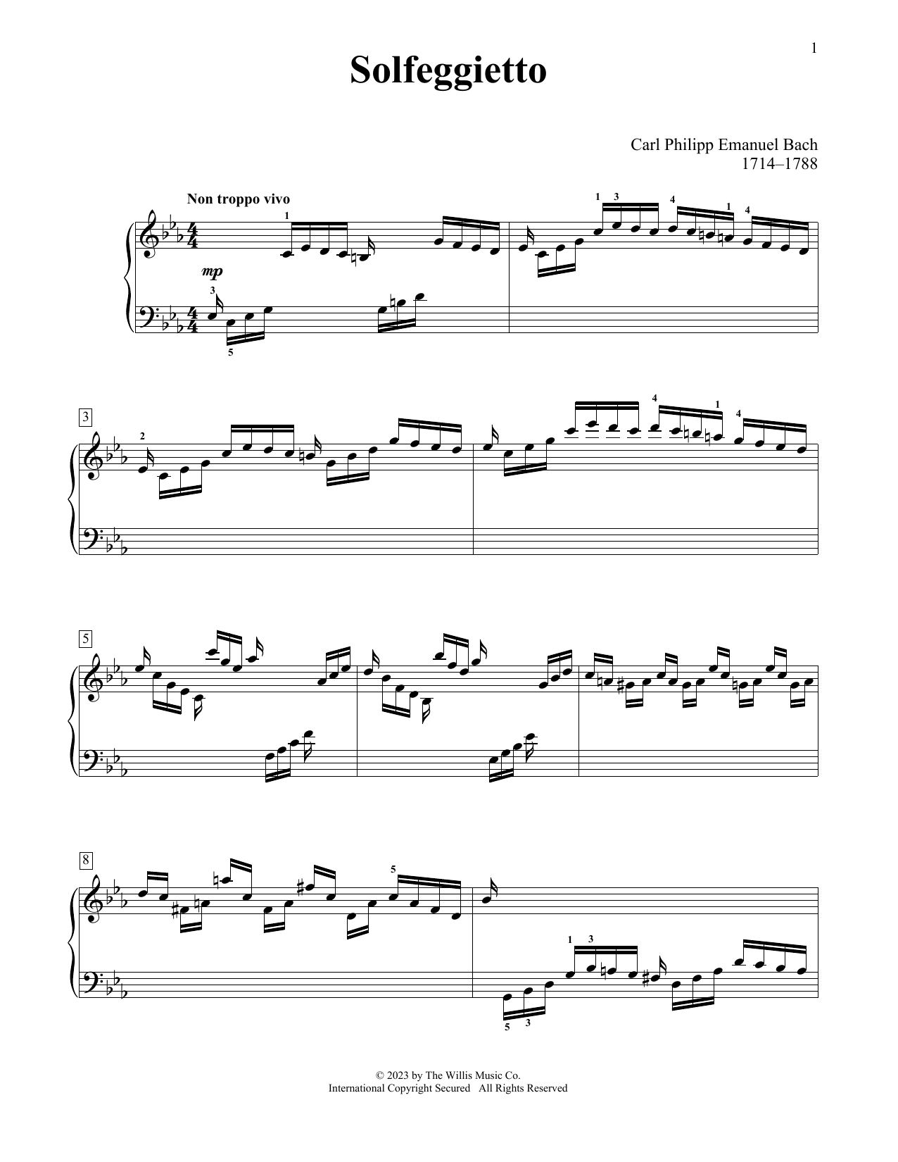 Carl Philipp Emanuel Bach Solfeggietto sheet music notes printable PDF score