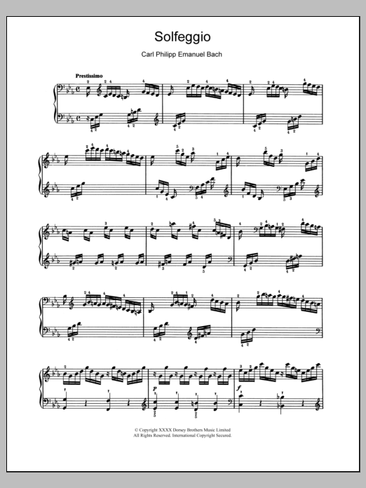 Download Carl Philipp Emanuel Bach Solfeggio Sheet Music