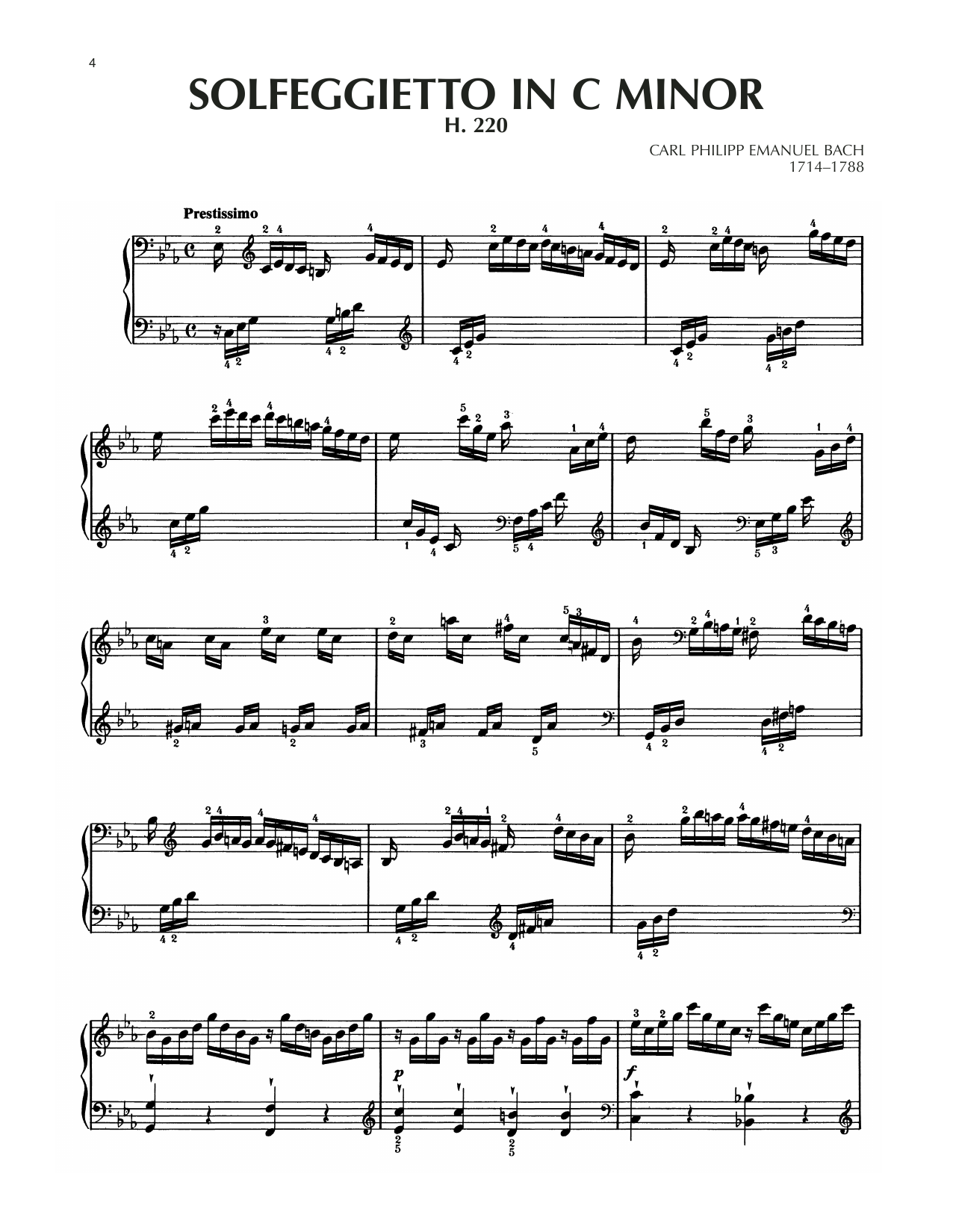 Download Carl Philipp Emanuel Bach Solfegietto In C Minor, H. 220 Sheet Music