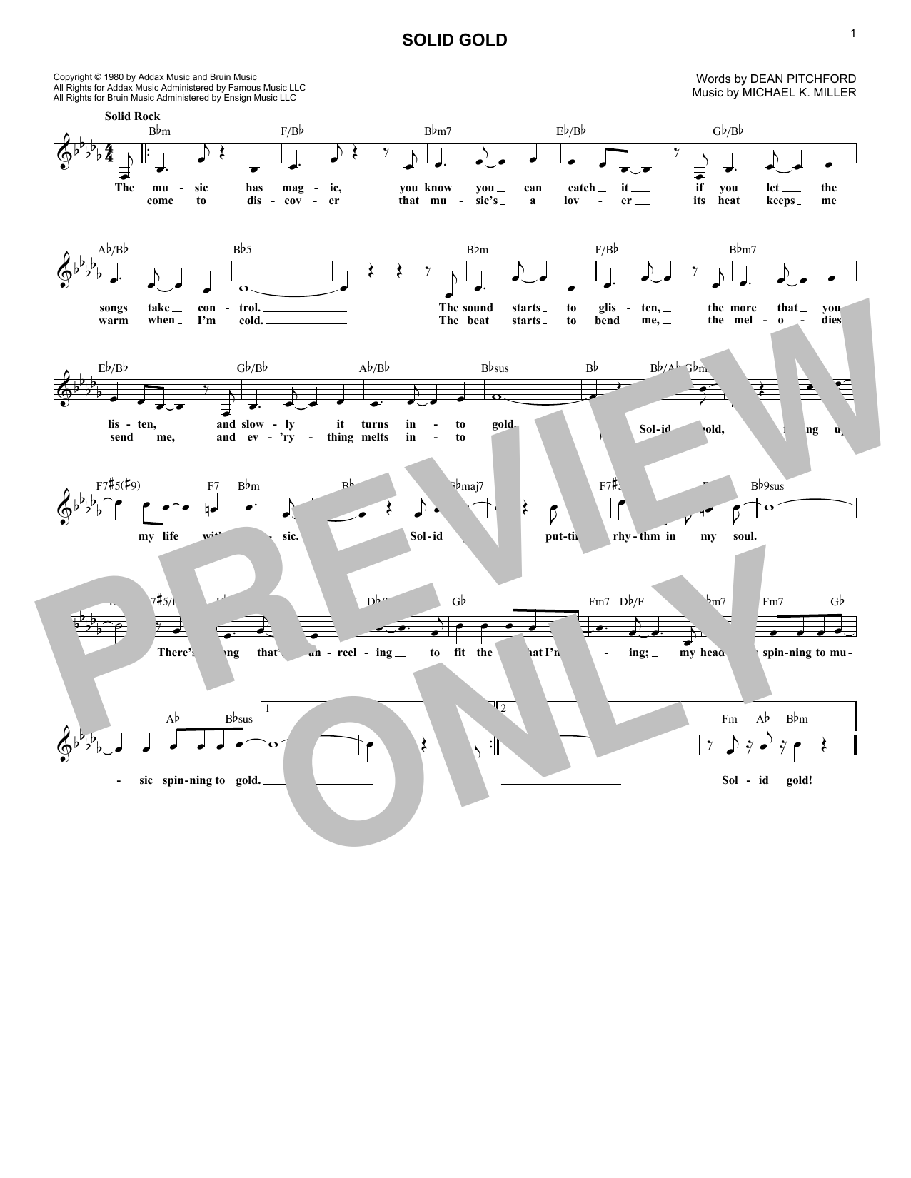 Download Dean Pitchford Solid Gold Sheet Music
