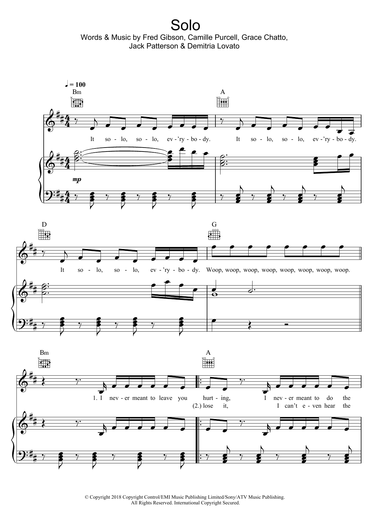 Download Clean Bandit Solo (featuring Demi Lovato) Sheet Music