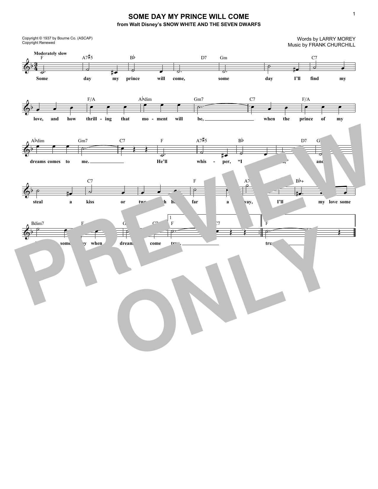 Download Frank Churchill Some Day My Prince Will Come Sheet Music