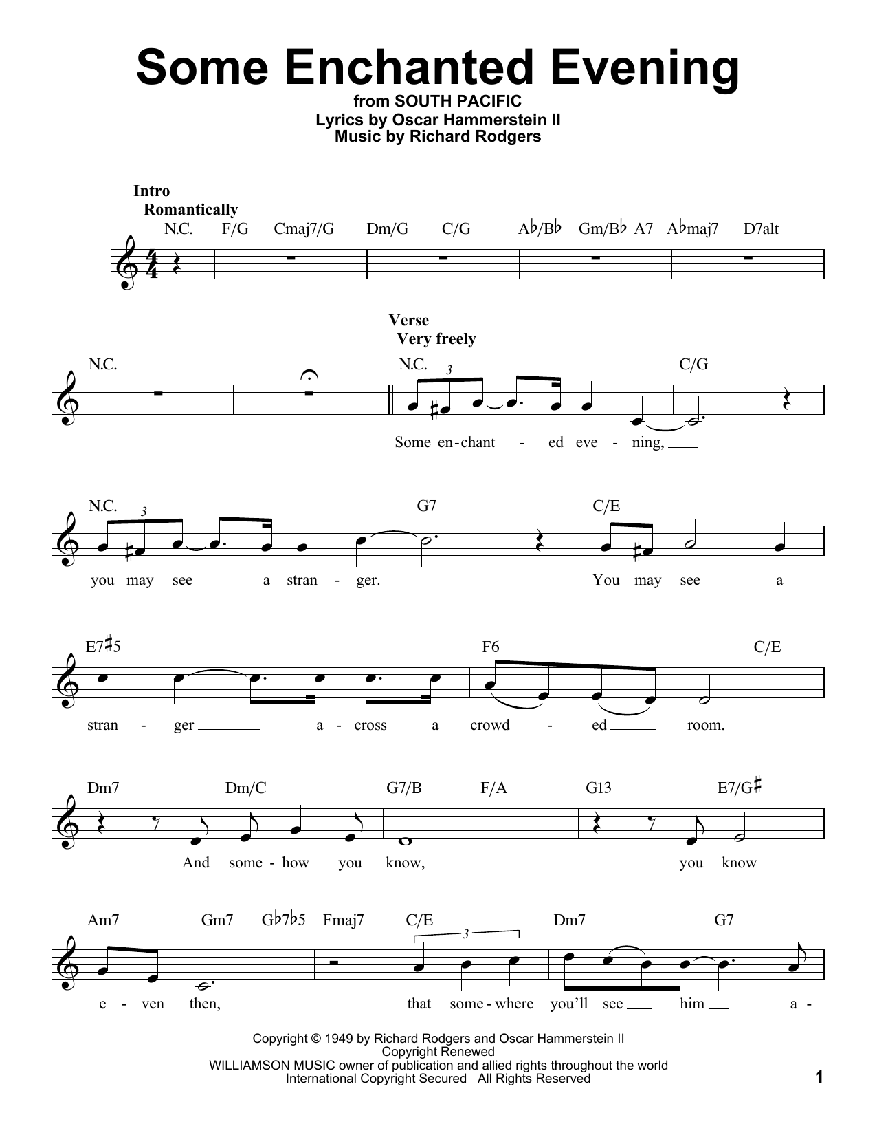 Download Rodgers & Hammerstein Some Enchanted Evening Sheet Music
