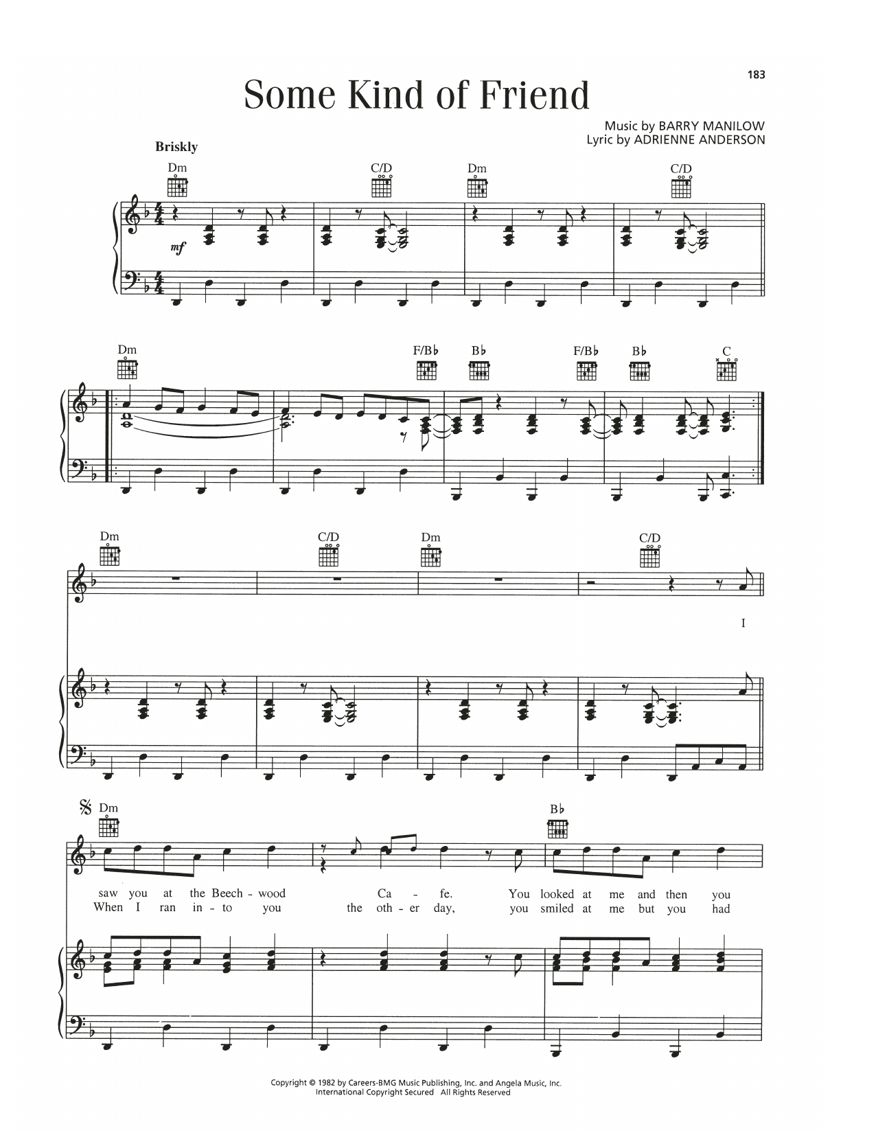 Download Barry Manilow Some Kind Of Friend Sheet Music