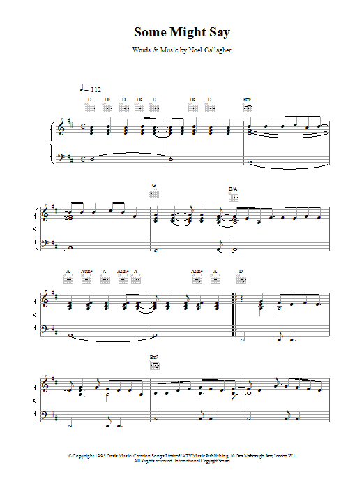 Download Oasis Some Might Say Sheet Music