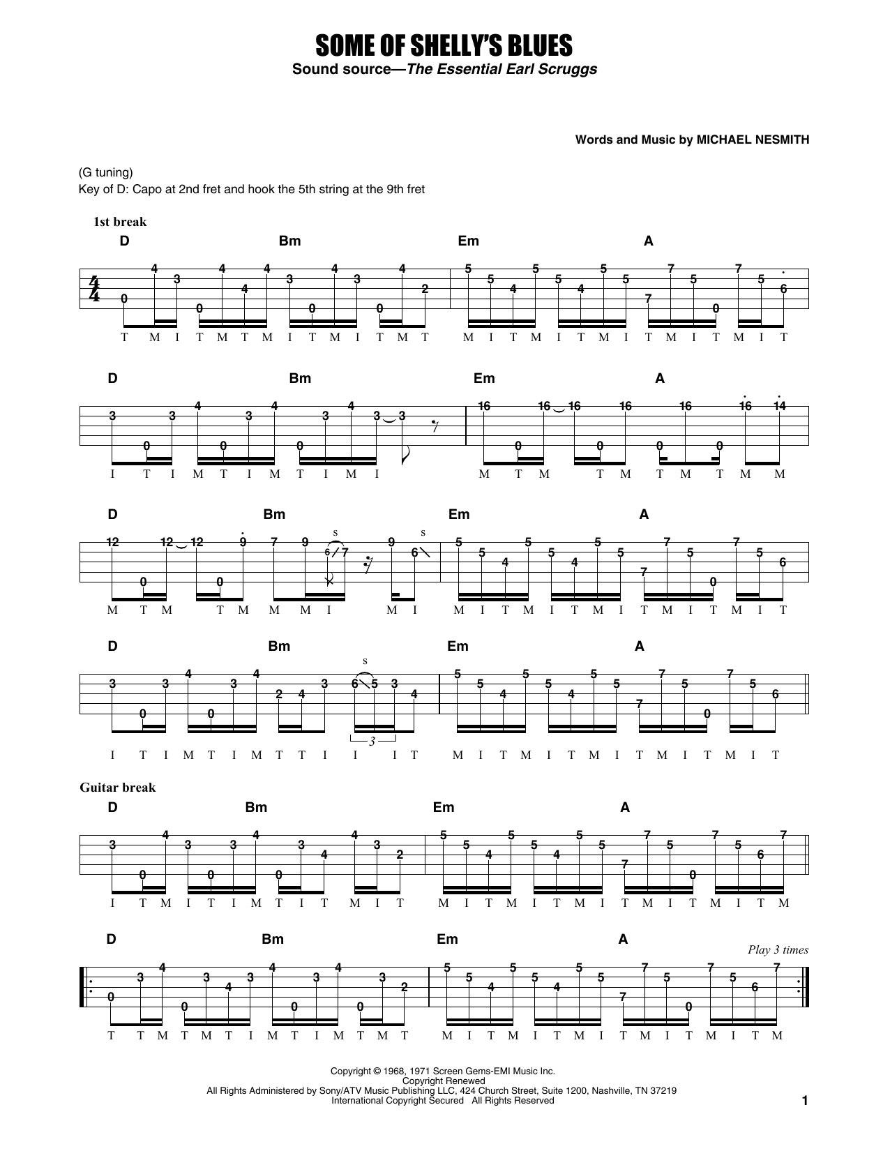 Download Earl Scruggs Some Of Shelly's Blues Sheet Music