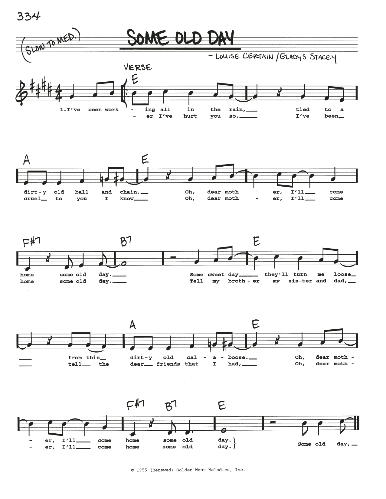 Download Louise Certain Some Old Day Sheet Music