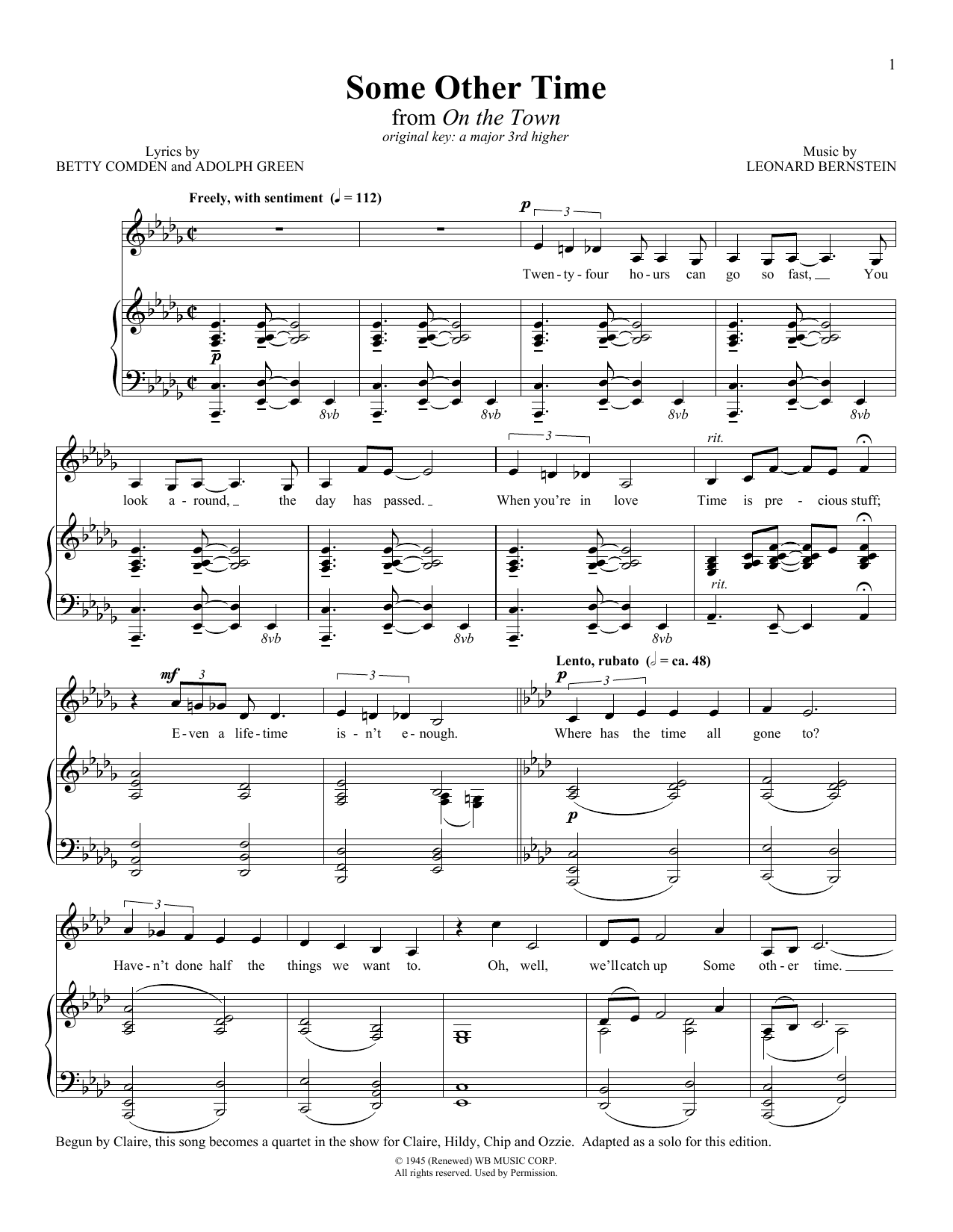 Download Leonard Bernstein Some Other Time (from On the Town) Sheet Music