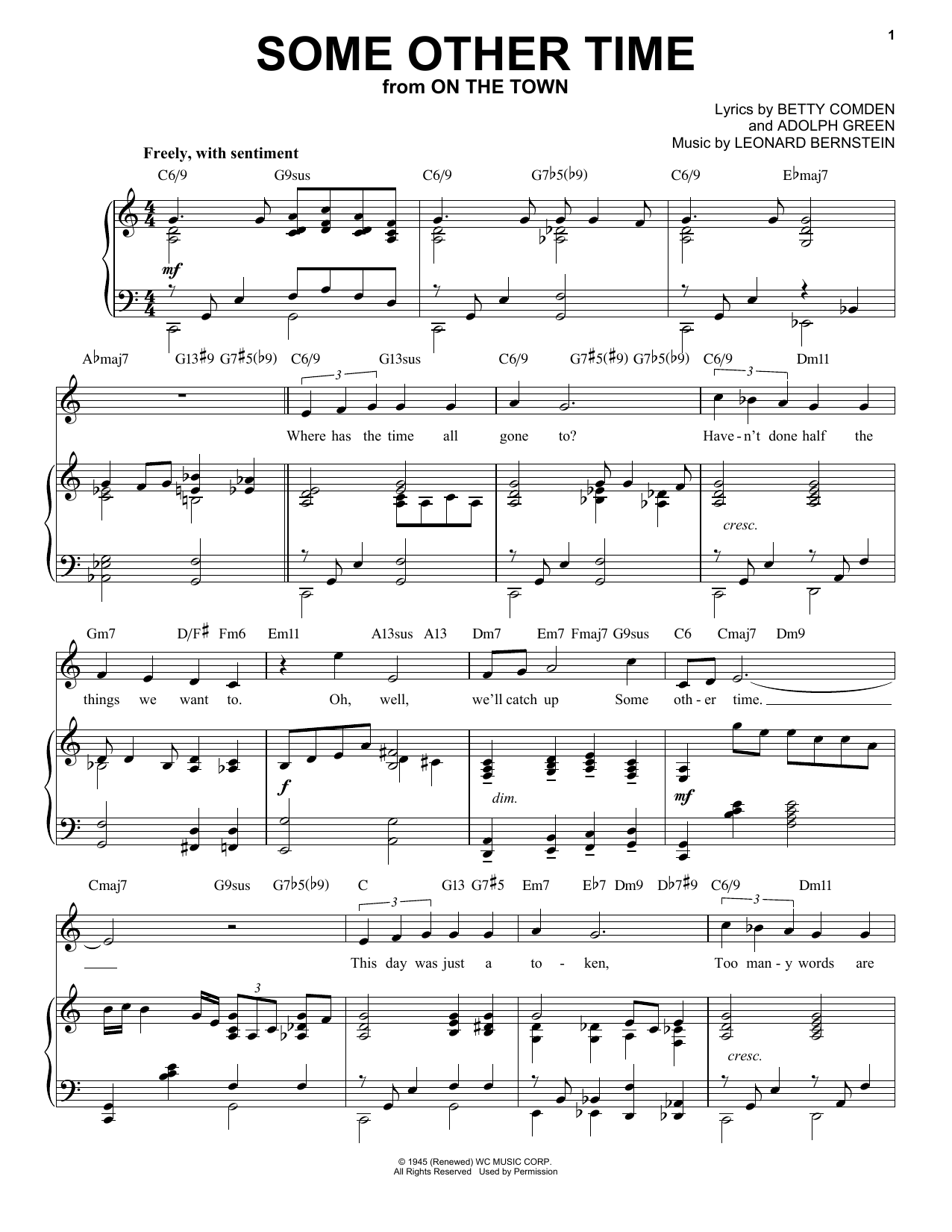 Download Betty Comden, Adolph Green and Leona Some Other Time [Jazz version] (arr. Br Sheet Music