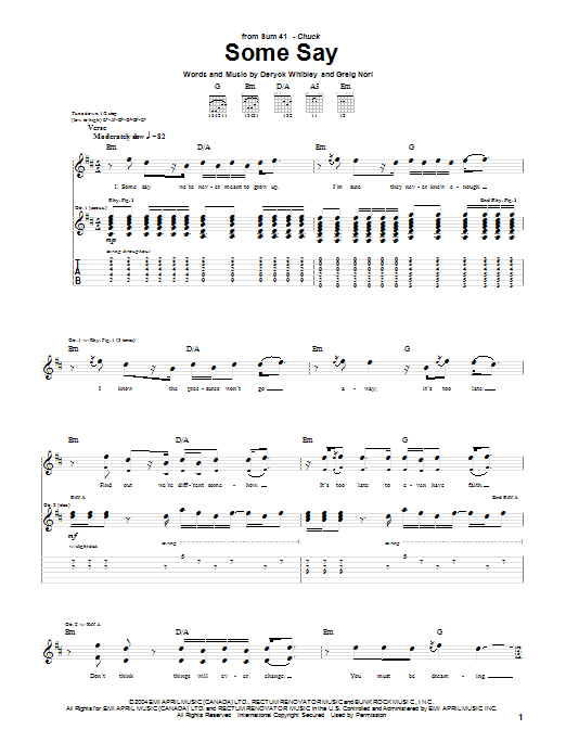 Download Sum 41 Some Say Sheet Music
