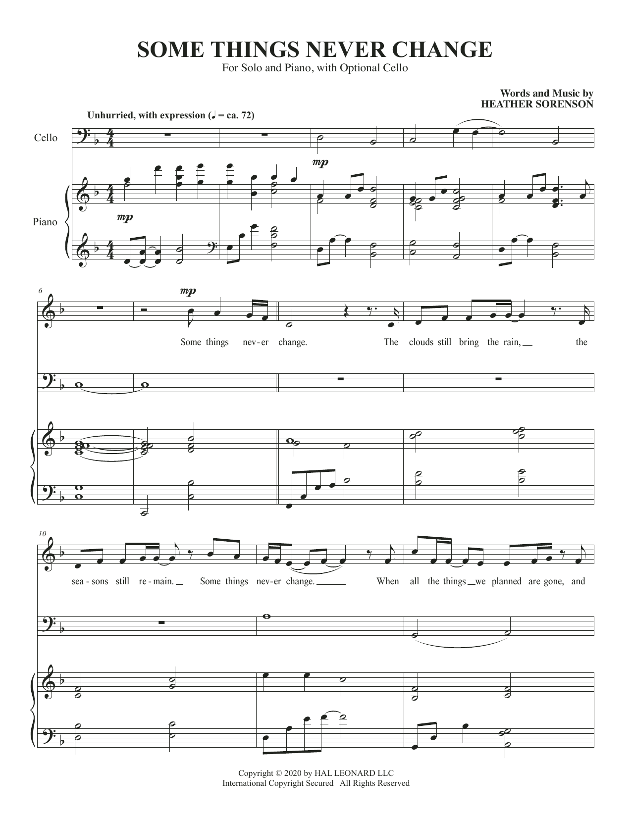 Download Heather Sorenson Some Things Never Change (for High Voic Sheet Music