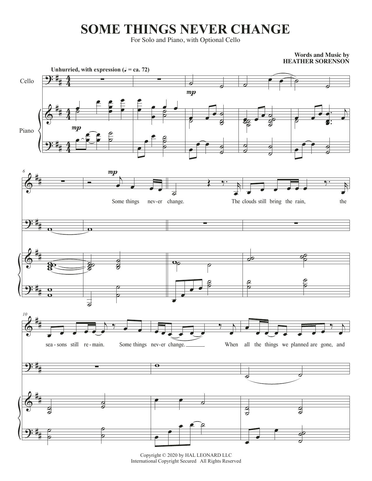 Download Heather Sorenson Some Things Never Change (for Low Voice Sheet Music