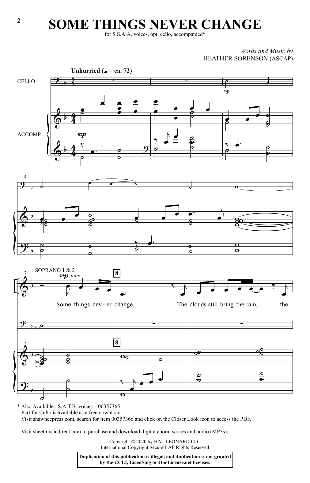 Download Heather Sorenson Some Things Never Change Sheet Music