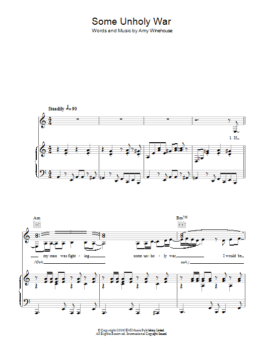 Download Amy Winehouse Some Unholy War Sheet Music