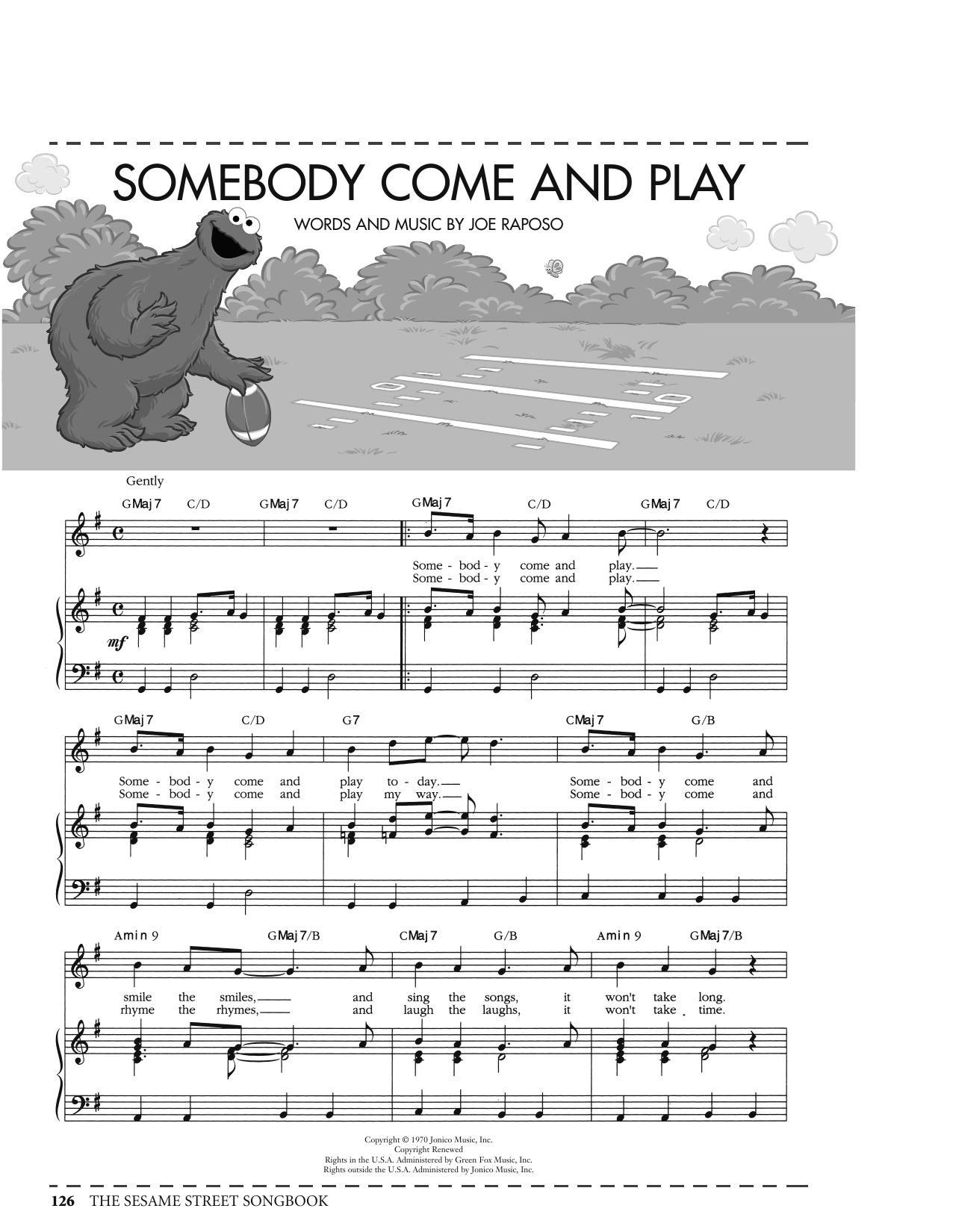 Joe Raposo Somebody Come And Play (from Sesame Street) sheet music notes printable PDF score