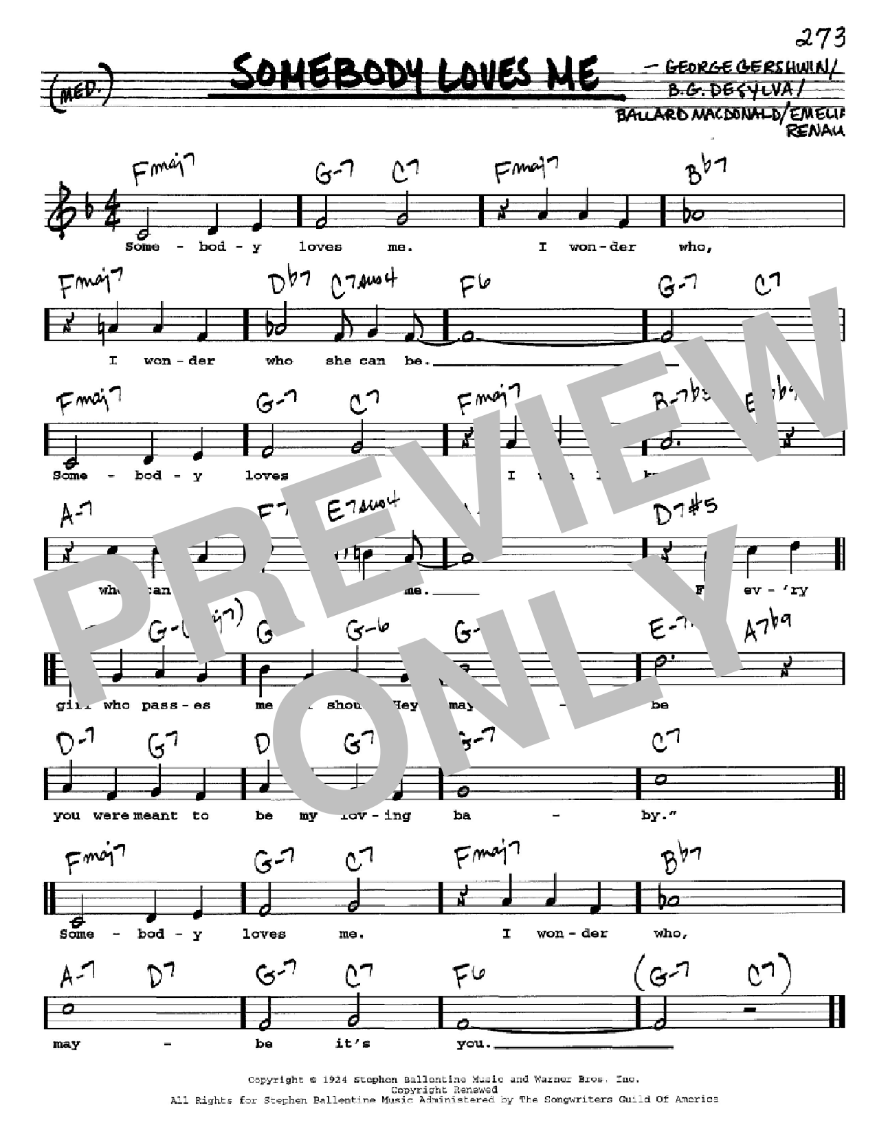 Download George Gershwin Somebody Loves Me Sheet Music