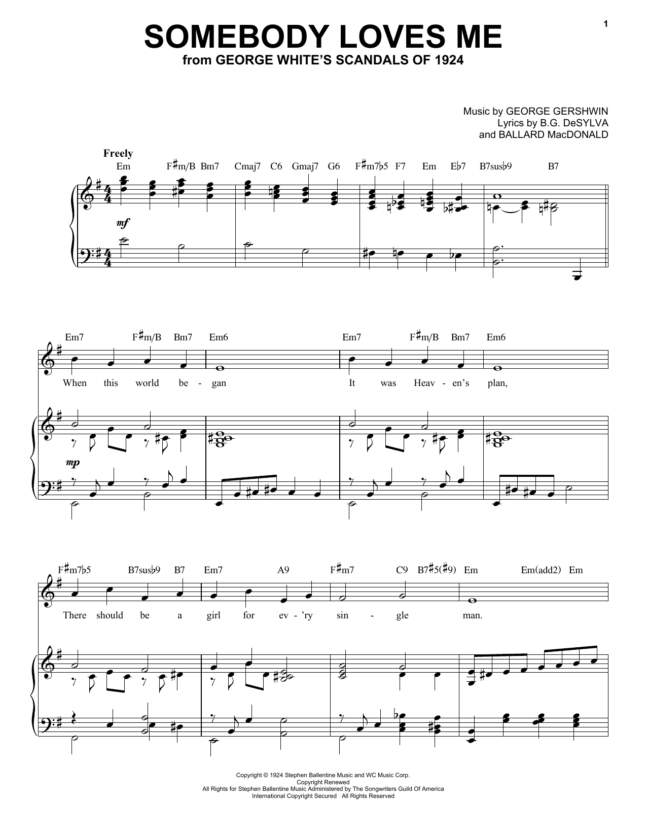 Download George Gershwin Somebody Loves Me [Jazz version] (arr. Sheet Music