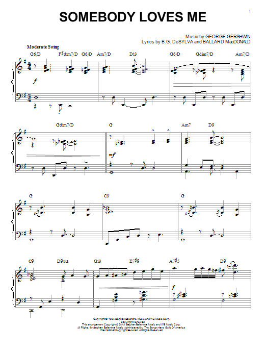 Download George Gershwin Somebody Loves Me [Jazz version] (arr. Sheet Music