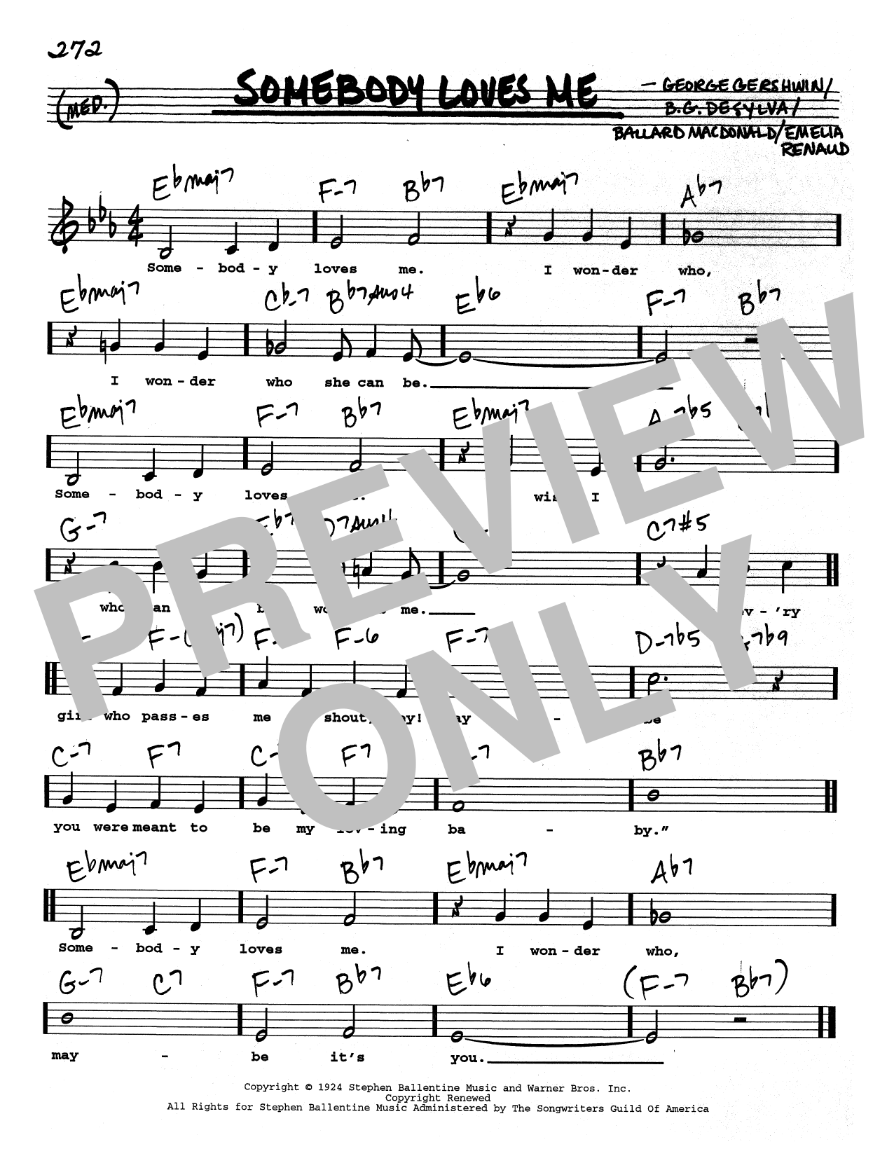 George Gershwin Somebody Loves Me (Low Voice) sheet music notes printable PDF score