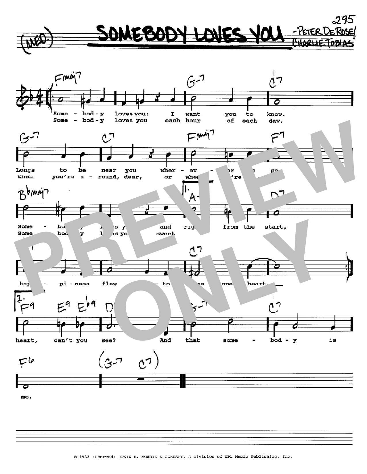 Download Charlie Tobias Somebody Loves You Sheet Music
