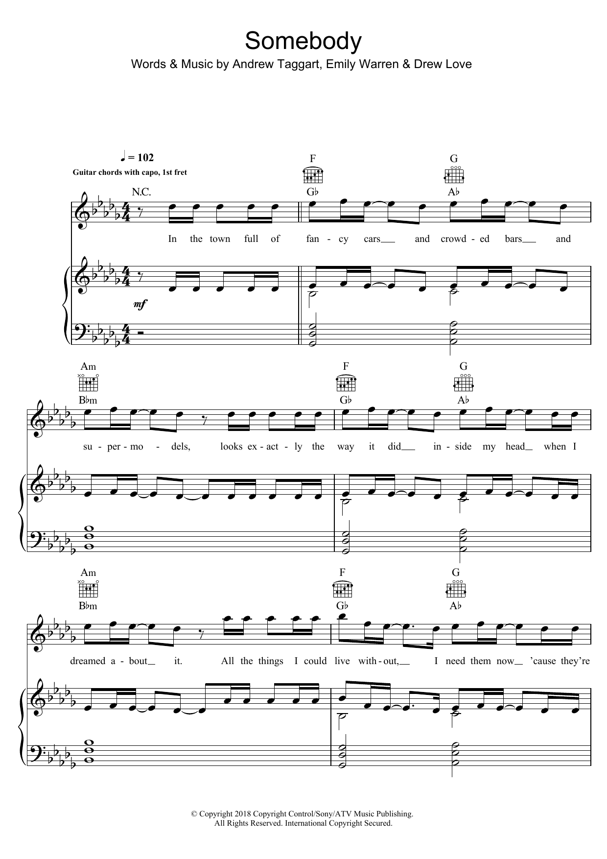 Download The Chainsmokers Somebody Sheet Music