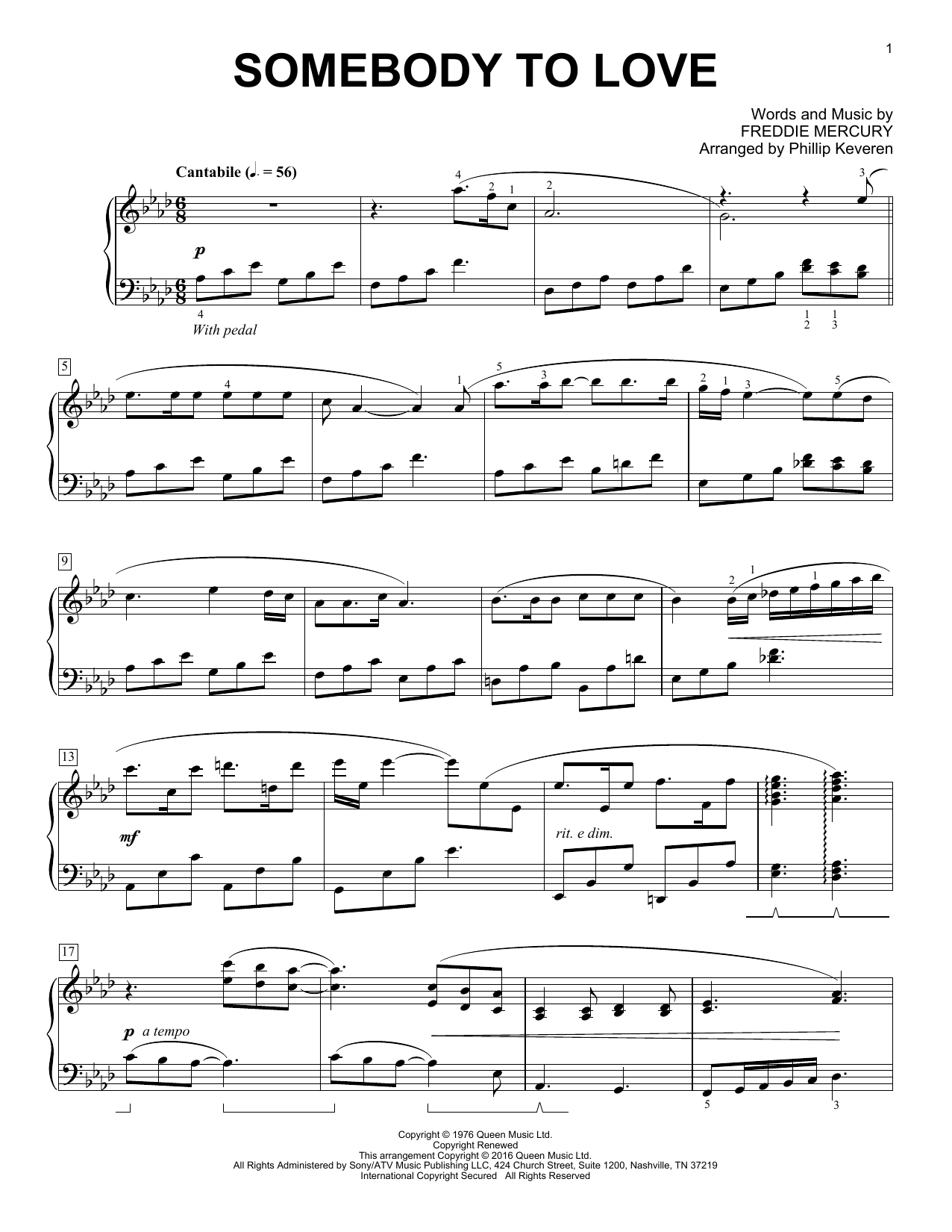 Download Queen Somebody To Love [Classical version] (a Sheet Music