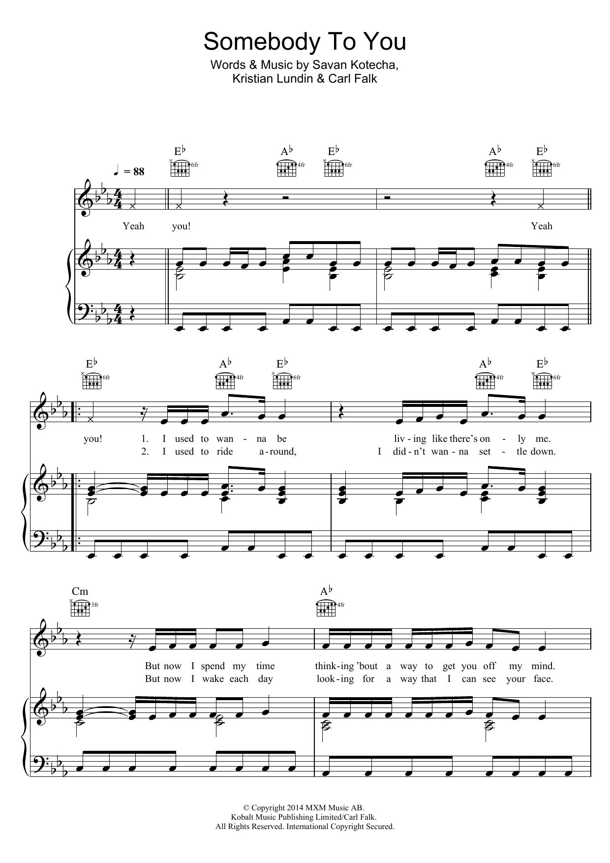 Download The Vamps Somebody To You (feat. Demi Lovato) Sheet Music