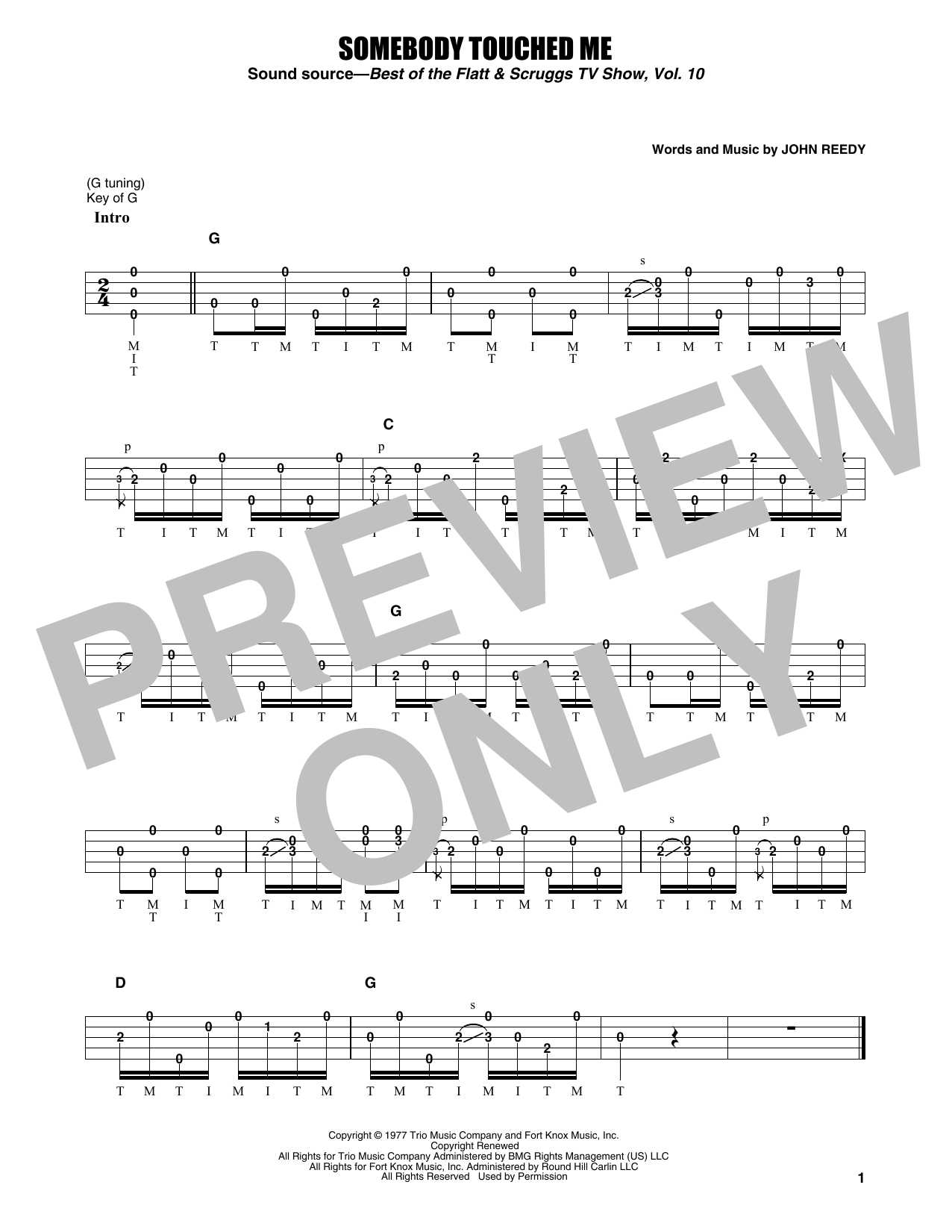 Download Earl Scruggs Somebody Touched Me Sheet Music